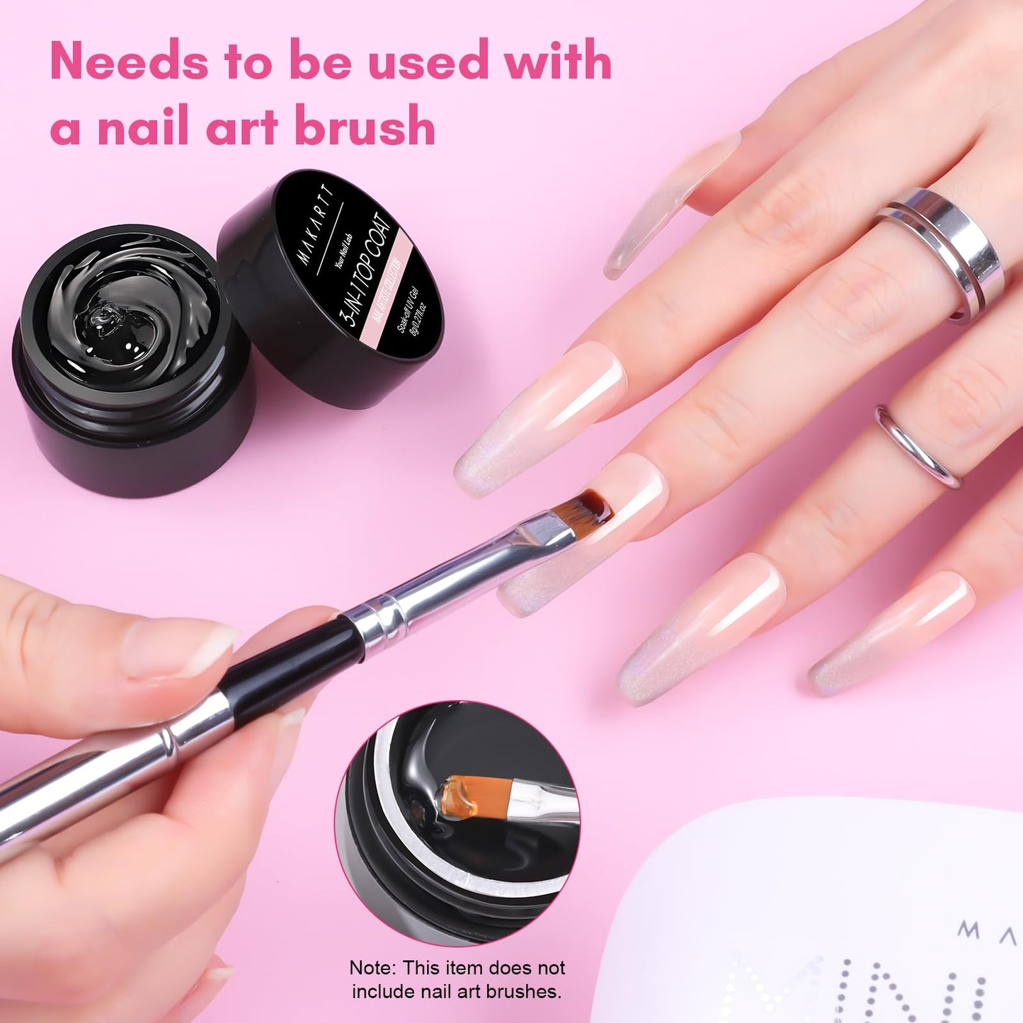 Makartt Hard Gel Top Coat: 3-in-1 Nail Polish Soak-off UV Gel Glossy Finish Long Lasting for Nail Strengthen Nail Charms Rhinestone for Home Salon Manicure Use
