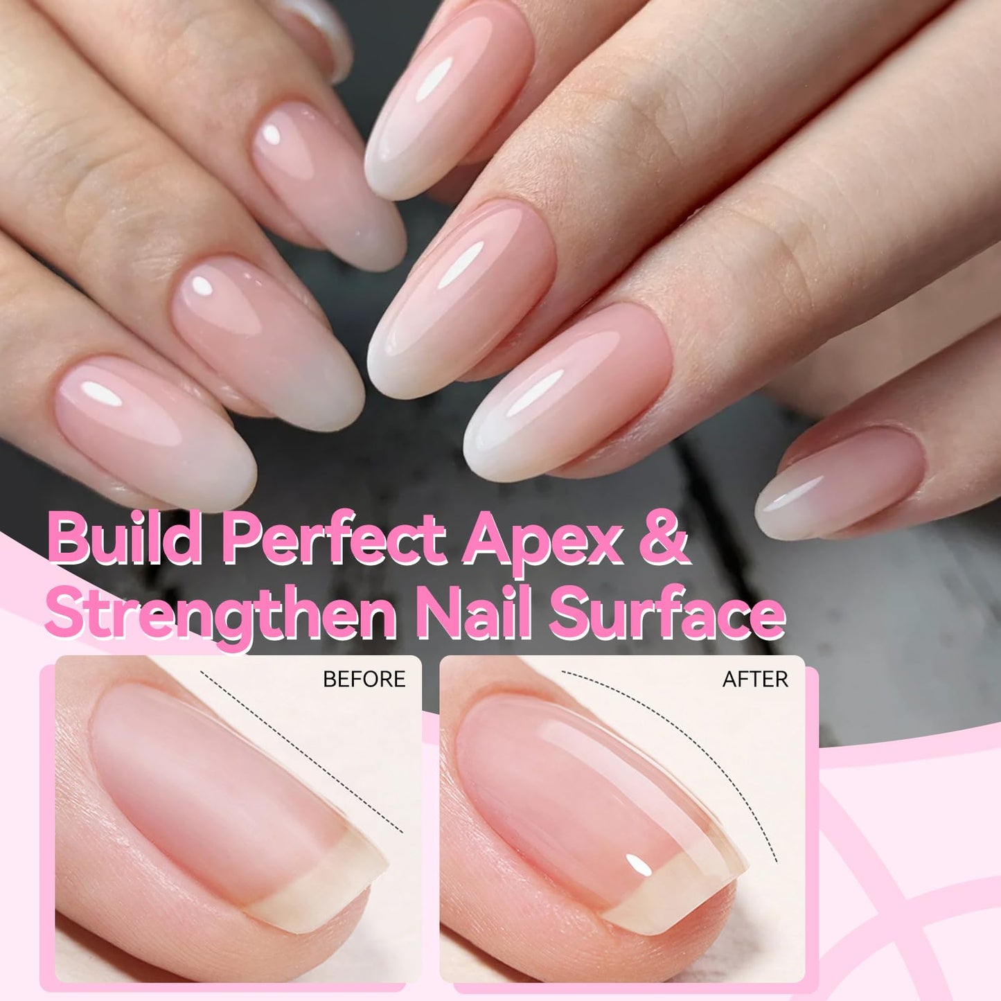 Born Pretty Nail Glue for Tips, 6 in 1 Gel Nail Extension Gel,Blooming Gel,Base Gel Top Coat,Builder and Strengthener Gel for Nail Art Design
