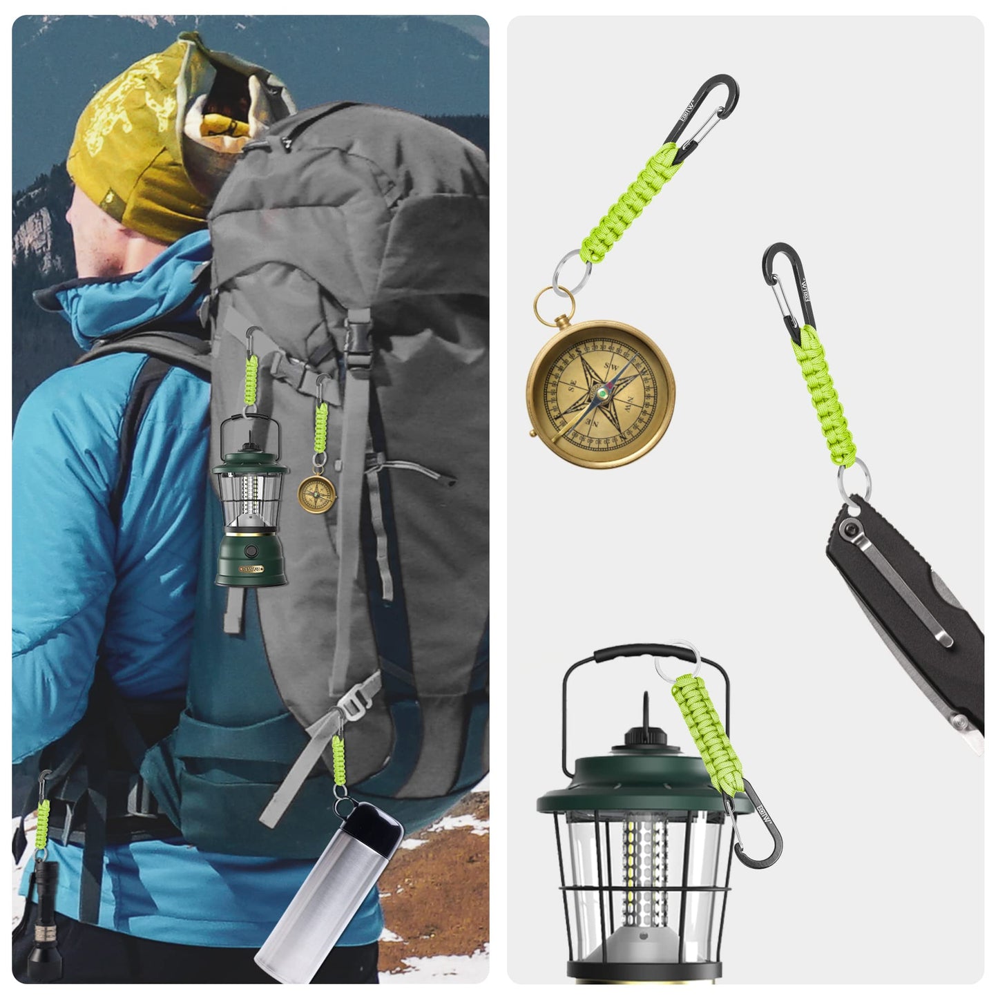 EOTW Carabiner Keychain, Small Carabiner Clip with Paracord Keychain Mini Aluminum D Ring Key Organizer