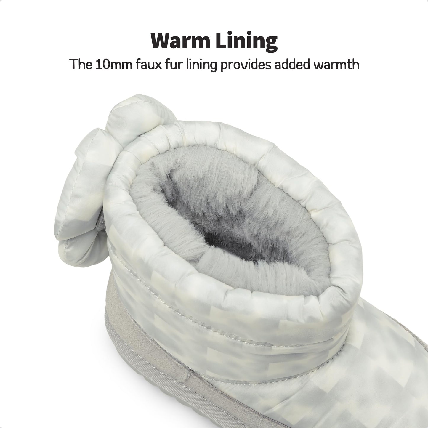 DREAM PAIRS Girls Snow Boots Kids Winter Faux Fur Lined Ankle Shoes Grey/Beige Size 5 Big Kid SDSB2305K