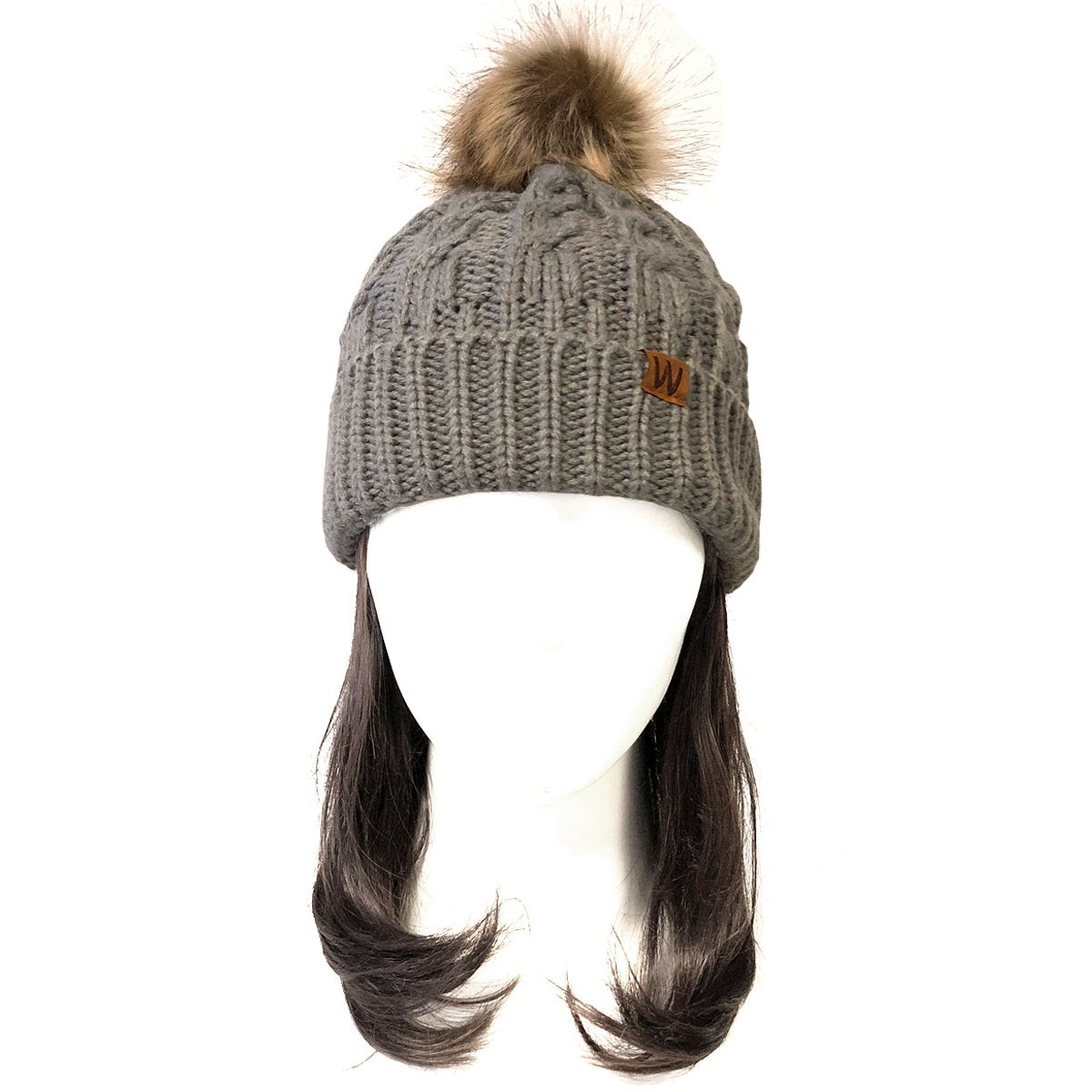 allydrew Winter Warm Soft Knit Beanie with Faux Fur Pom Pom, Mommy & Me Ash Gray Beanie
