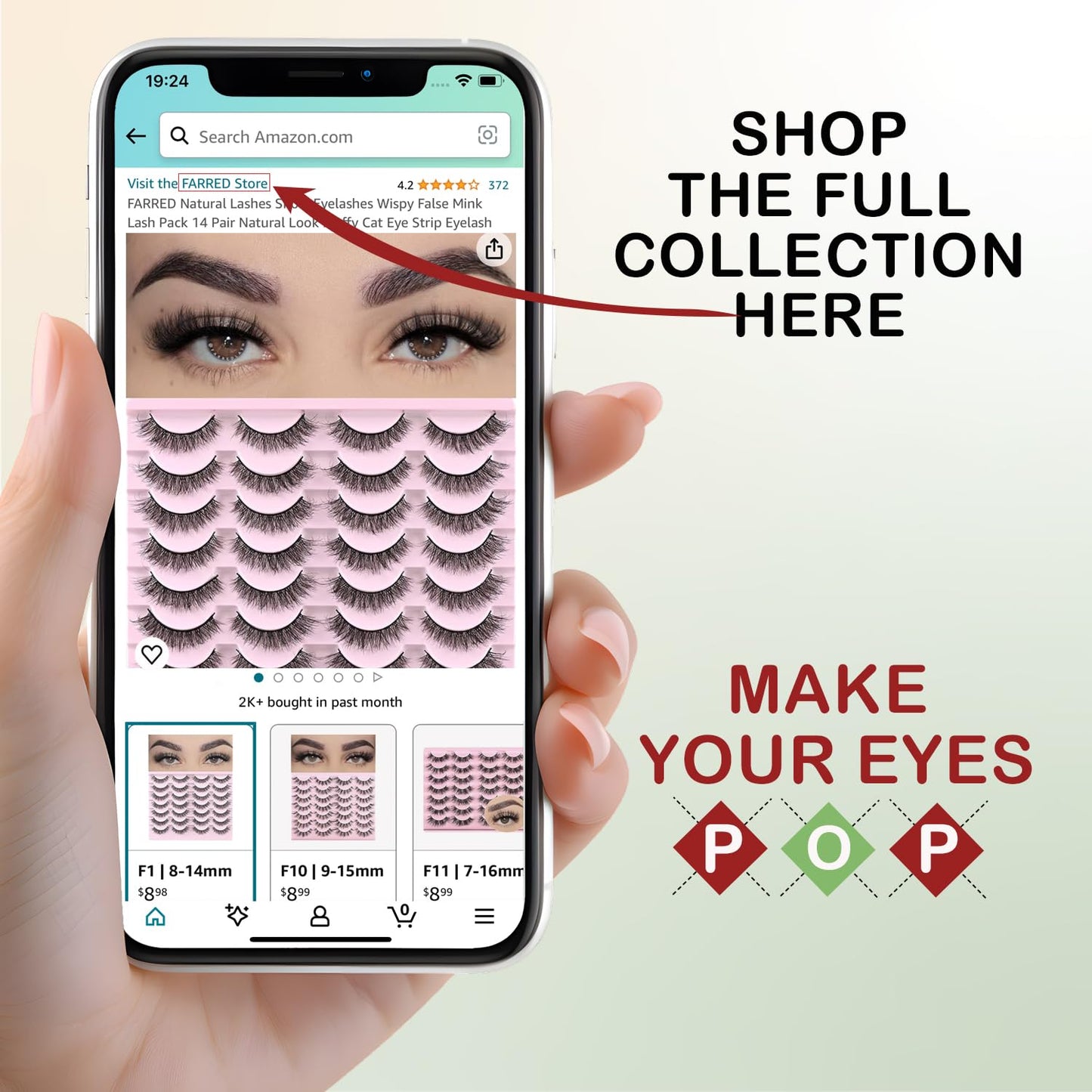 FARRED Wispy Lashes Hybrid Mink Eyelashes 14 Pairs Short Cat Eye Natural Fluffy False Eyelashes Faux Mink Strip Eye Lashes Pack for Daily Makeup (F18 | 8-14 mm)