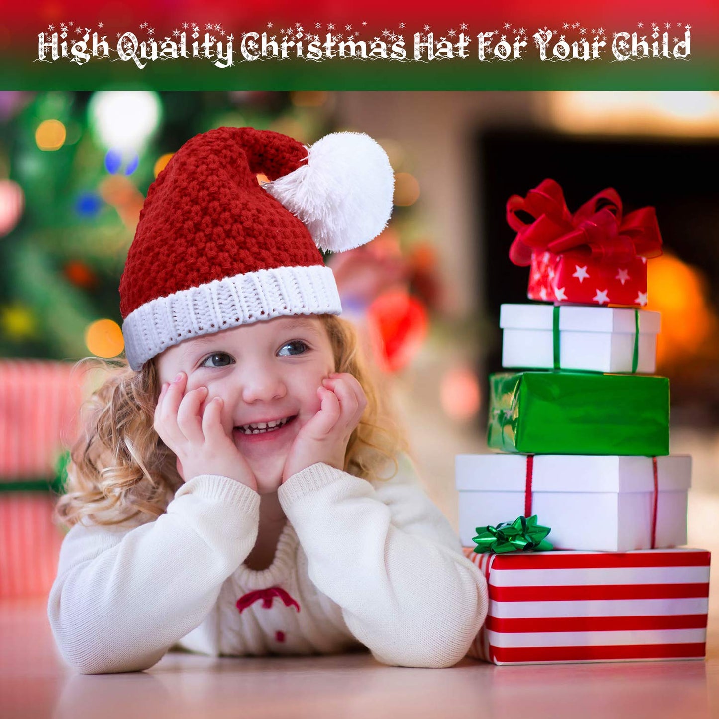 Pangda 2 Pieces Christmas Beanie Winter Knitted Hat Crochet Santa Hat for Women and Men (Adult Size)