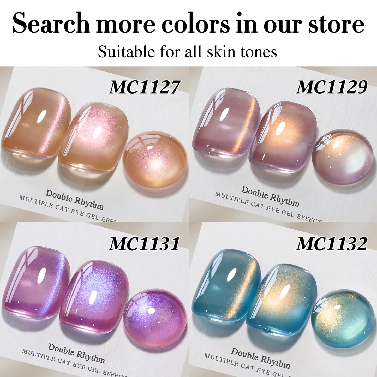 Double Rhythm 15ML Ice Glass Cat Eye Gel Polish with Magnet Holographic Glitter Shimmer Translucent Sheer Color Salon Soak Off Magnetic Nail at Home (Plum Purple-MC1130)