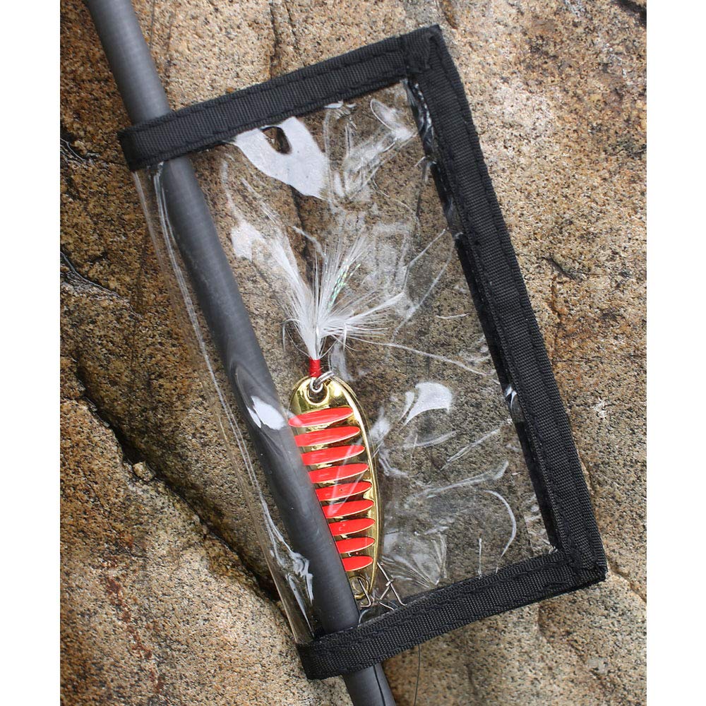 Raprance Fishing Lure Wraps 4 Packs Clear PVC Bait Hook Covers Keeps Fishing Safe Easily See Lures(Black,L)