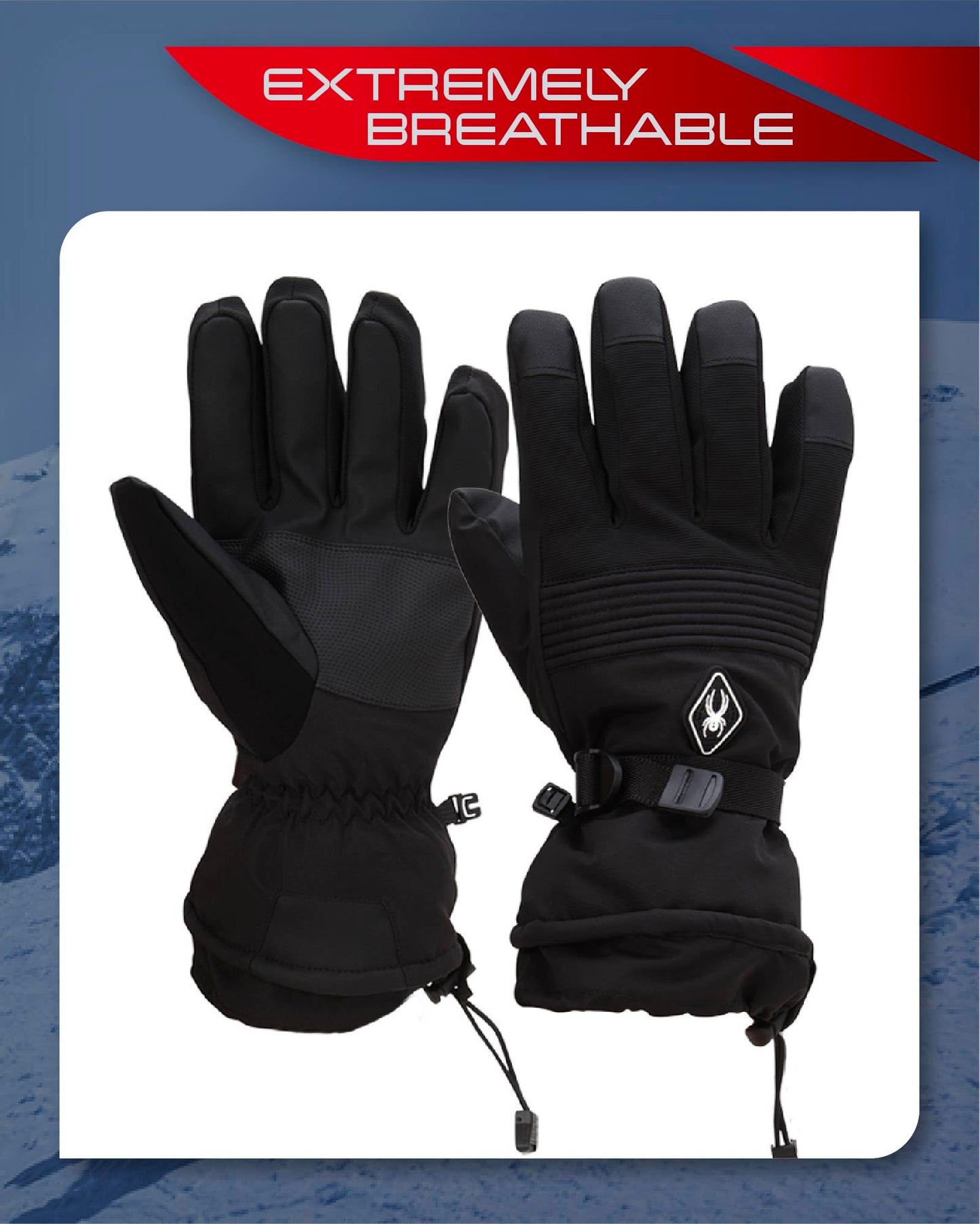 Spyder Men's Ski Gloves - Super Soft Mountain Ski Insulated Gloves for Men - Men's Winter Gloves & Hand Warmers (M-XL), Size Large, Black