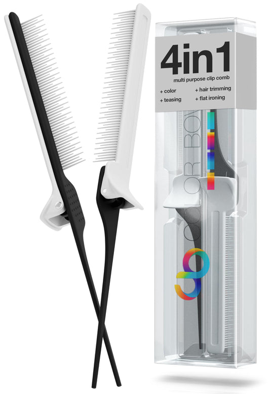 ColorBow Rat Tail Combs, Teasing Comb, Flat Iron Combs for women, Parting Combs for braiding hair, Hairstylist essentials for Highlights - balayage board hair combs for styling & cutting (2 Pack)