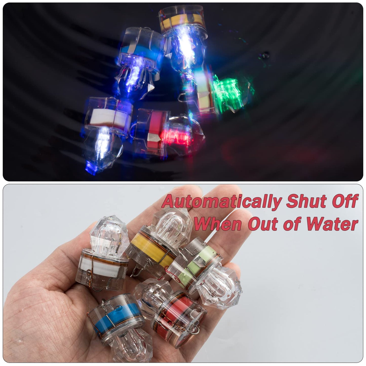 Dr.Fish 5 Pack Diamond Fishing Lights, Under Water Deep Drop Lights Fishing Flasher Light Attractant LED Fishing Lure Offshore Trolling Rig Saltwater