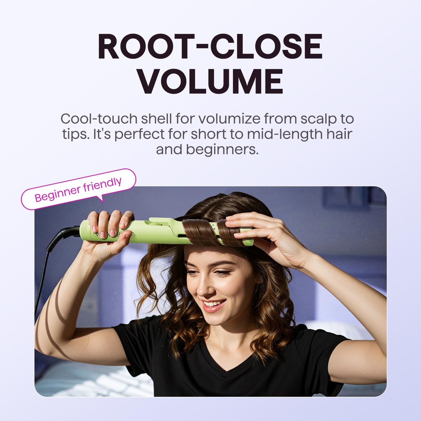 Wavytalk Airflow Styler Curling Iron, Cool Curl, 360° Cool Air Lock in Style for Lasting Curls, Reduces Damage, 2 in 1 Hair Straightener and Curler, 1 Inch, Anti-Scald for Short Long Hair, Green