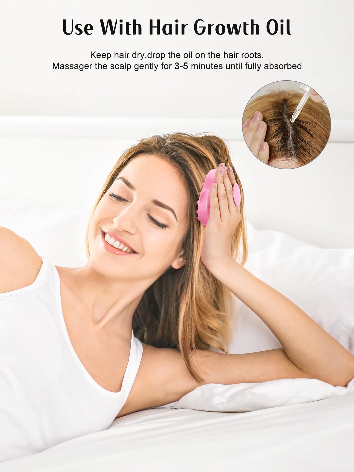 HEETA Hair Scalp Massager Shampoo Brush 2 Pack, Soft Silicone Bristles to Remove Dandruff, Waterproof Hair Scrubber for Both Wet Dry Hair, Suitable for Men & Women (Pink & Purple)