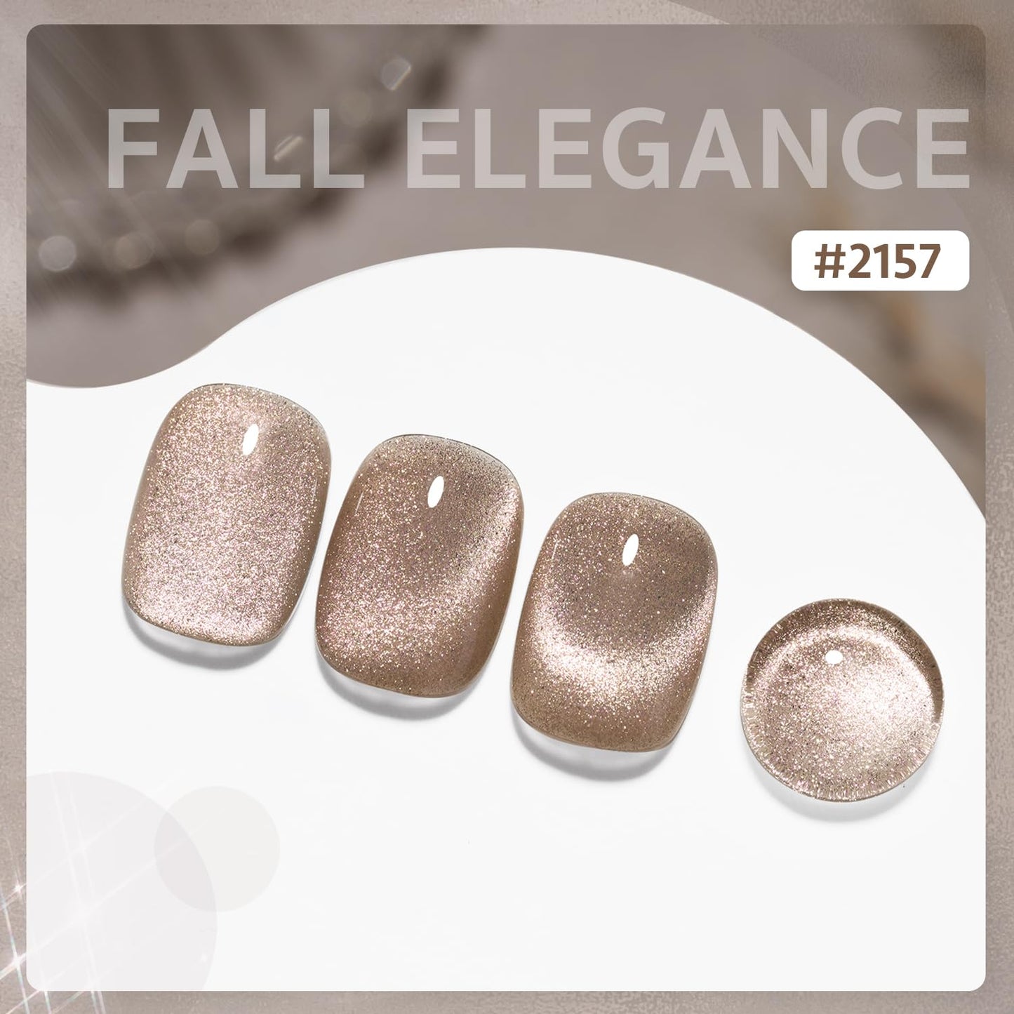 GAOY Champagne Glassy Cat Eye Gel Nail Polish, 16ml Glitter Holographic Nail Polish with Magnet, Reflective Translucent UV Gel, 2157 Fall Elegance