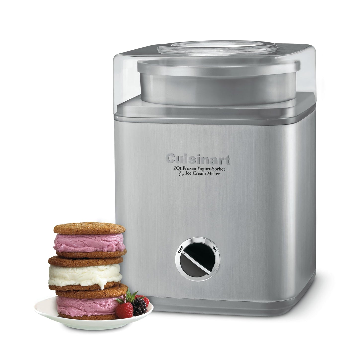 Cuisinart Ice Cream Maker Machine, 2-Quart Ice Cream, Sorbet and Frozen Yogurt Machine, Fully Automatic Double-Insulated Freezer Bowl Makes Frozen Desserts in Under 30 Minutes, ICE30BCP1, Silver