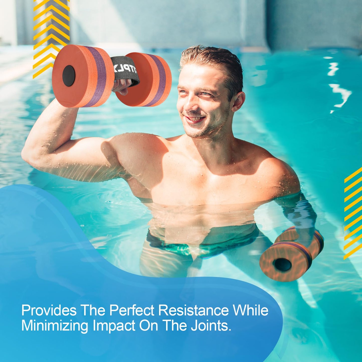 Fitply Water Weights Aquatic Pool Dumbbells for Pool & Water Exercise - EVA Foam Pool Weights, 2PCS Lightweight Water Dumbbells, Swim Weights and Water Aerobics Weight Loss Pool Exercise Equipment