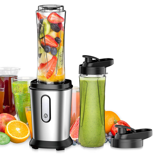 Electric Smoothie Blender, Powerful Small Blender with 2 Portable 20oz Tritan blender Bottles, BPA-Free Personal Blender with 4 Stainless Steel Blades, Mixer Smoothie Maker for Shakes and Smoothies