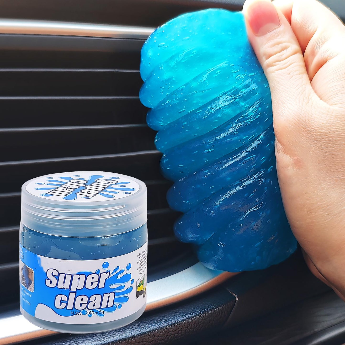 HFZRZFH Multipurpose Cleaning Gel for Car and Home - Professional Auto Detailing Putty, Keyboard Cleaner, Reusable, Eco-Friendly, Biodegradable, Lemon Scented, 5.6 oz (Blue)