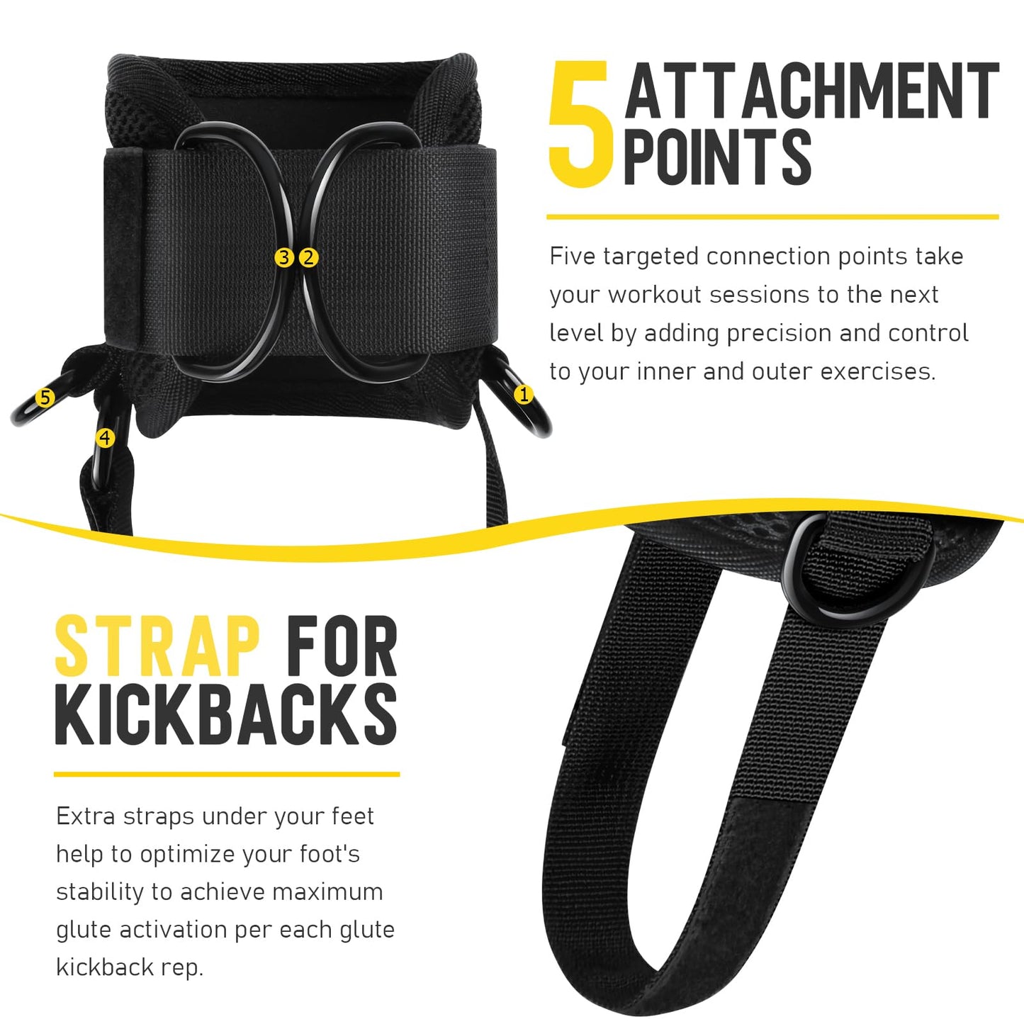 WALITO Gym Ankle Straps for Working Out - Glute Ankle Cuff Kickback Strap, Gym Cable Machine Accessories for Women Glute Leg Extensions, Hip Abductors & Lower Body Exercises Equipment