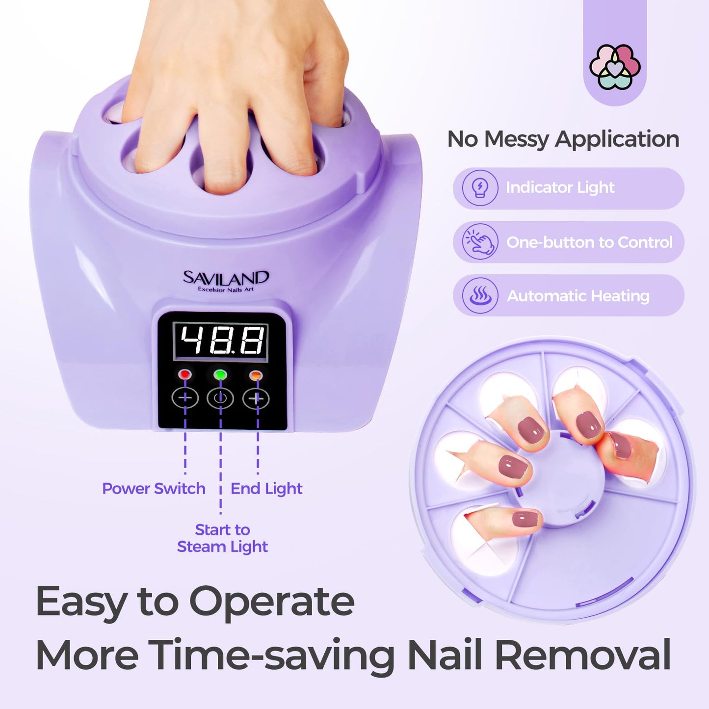 SAVILAND Gel Nail Polish Remover Machine: Electric Automatic Steam Gently Nail R emover Gel Nail Remover Portable Nail Art Nail File Tools Salon Home DIY