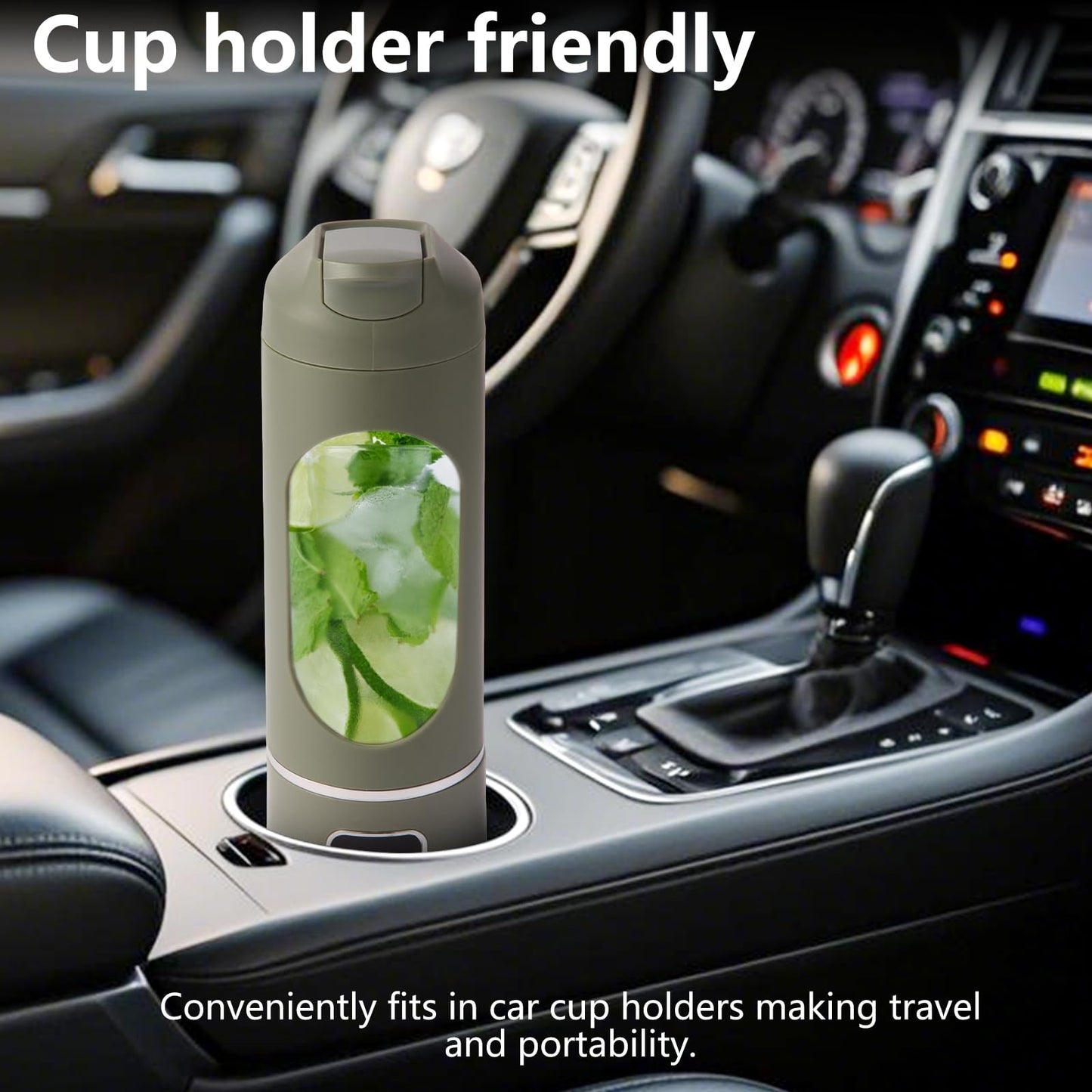 Portable Personal Blender, USB Rechargeable for Smoothie Shakes, with 12 Stainless Steel Blades & 16 Oz/450ML Cup and Extra Handle Lid, for Travel Sports Gym (Green)