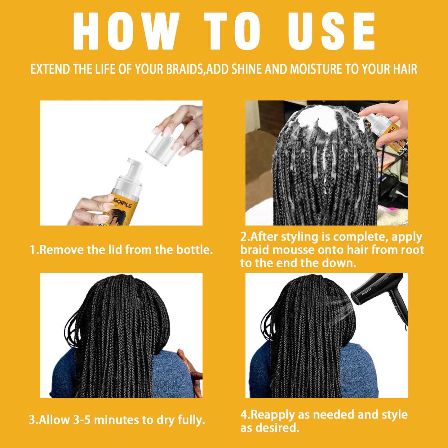 Braid and Loc Mousse for Hair Braiding, Twists, Braids and Locs - No Flake, Extra Hold, High Shine, Moisturizing, Frizz Control, Lightweight, Easy Application, with Leopard Silky Du-rag