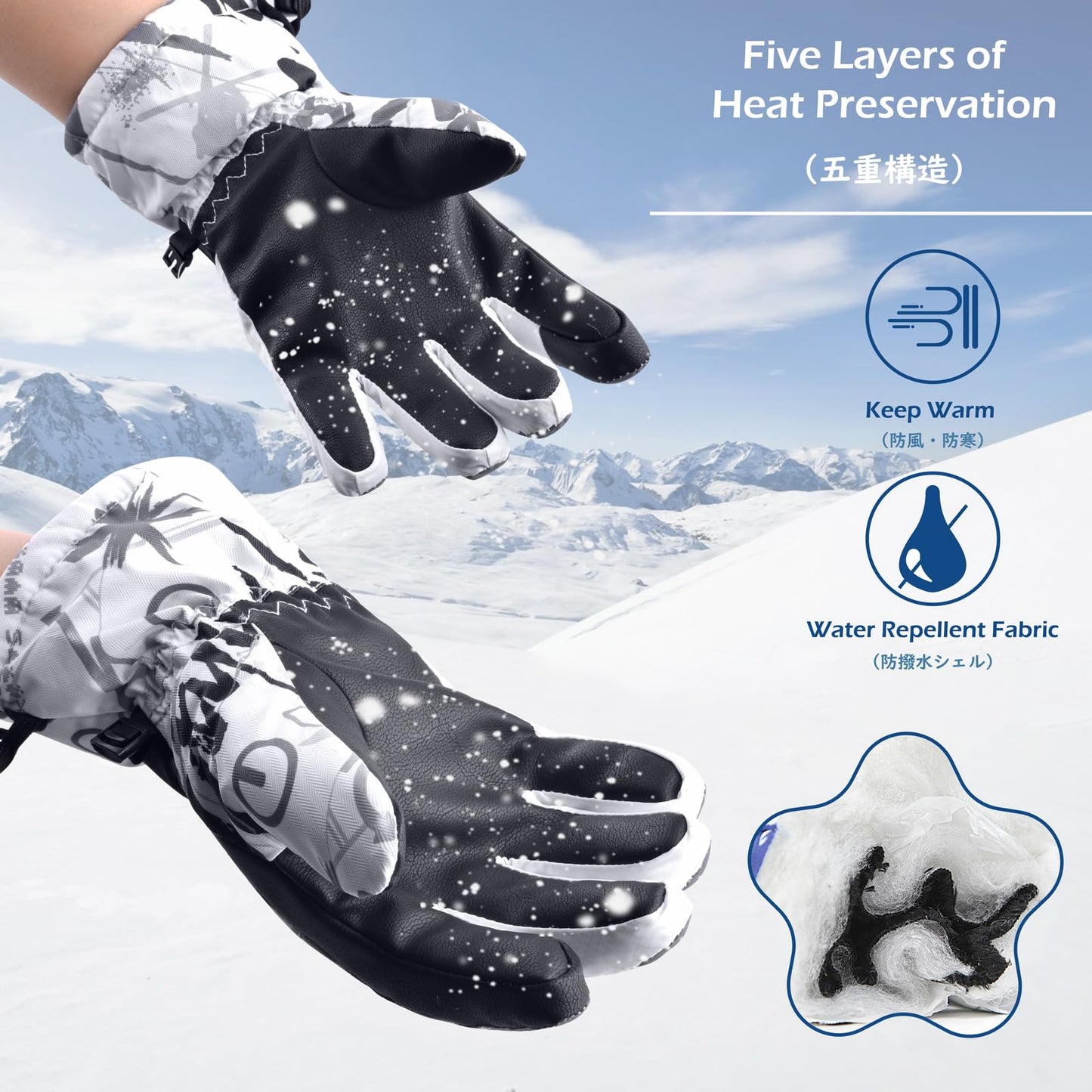 TRIWONDER Kids Snow Gloves, Boys Girls Winter Ski Gloves for Cold Weather, Touch Screen Sports Mittens for Outdoor Skiing Snowboarding (Black, S)