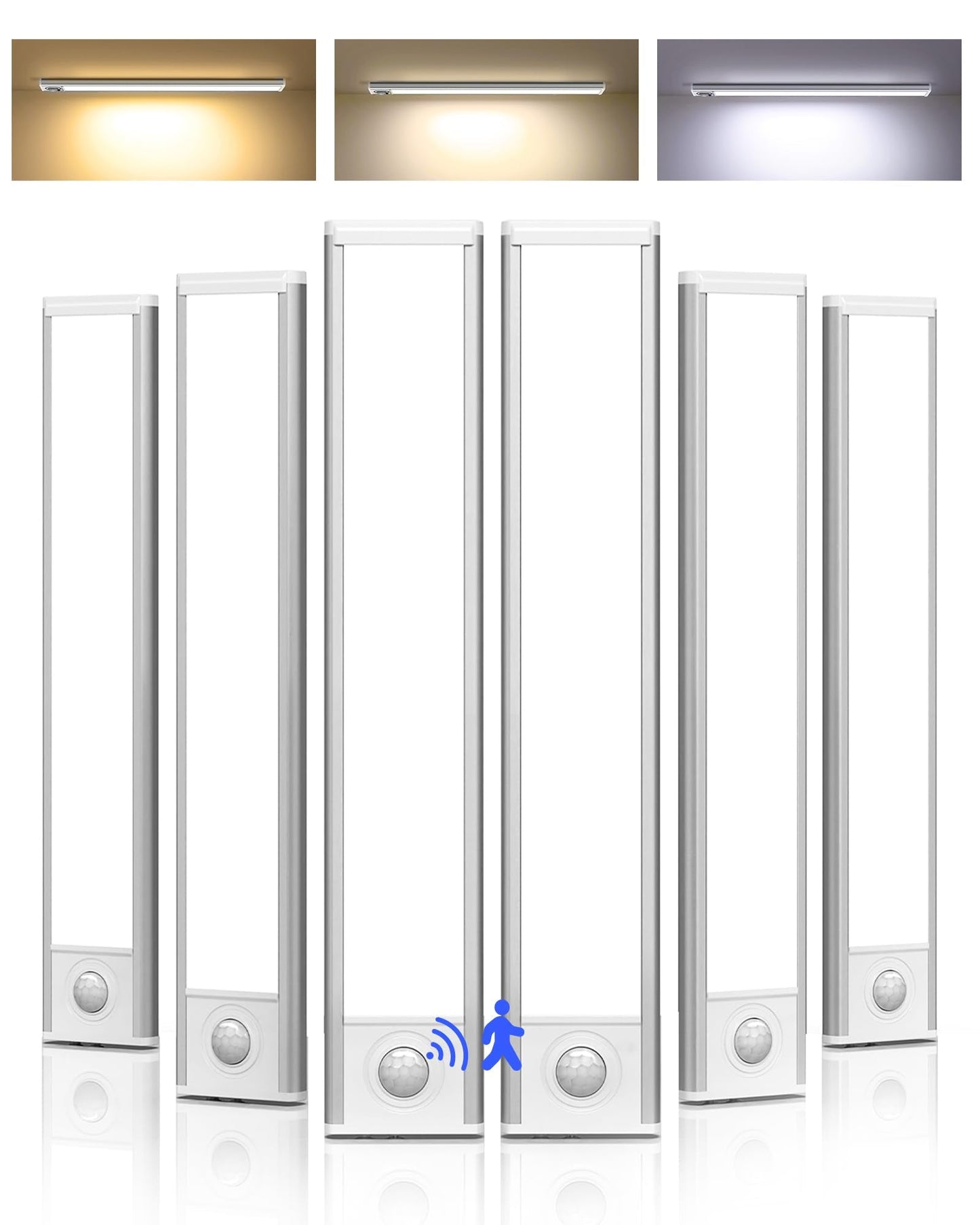 AMETHEUS 6-Pack Under Cabinet Lighting Wireless, LED Motion Sensor Light Indoor, Rechargeable Closet Lights Battery Operated, Dimmable & 3 Color Temps, Under Counter Lights for Kitchen, Stairs (8inch)
