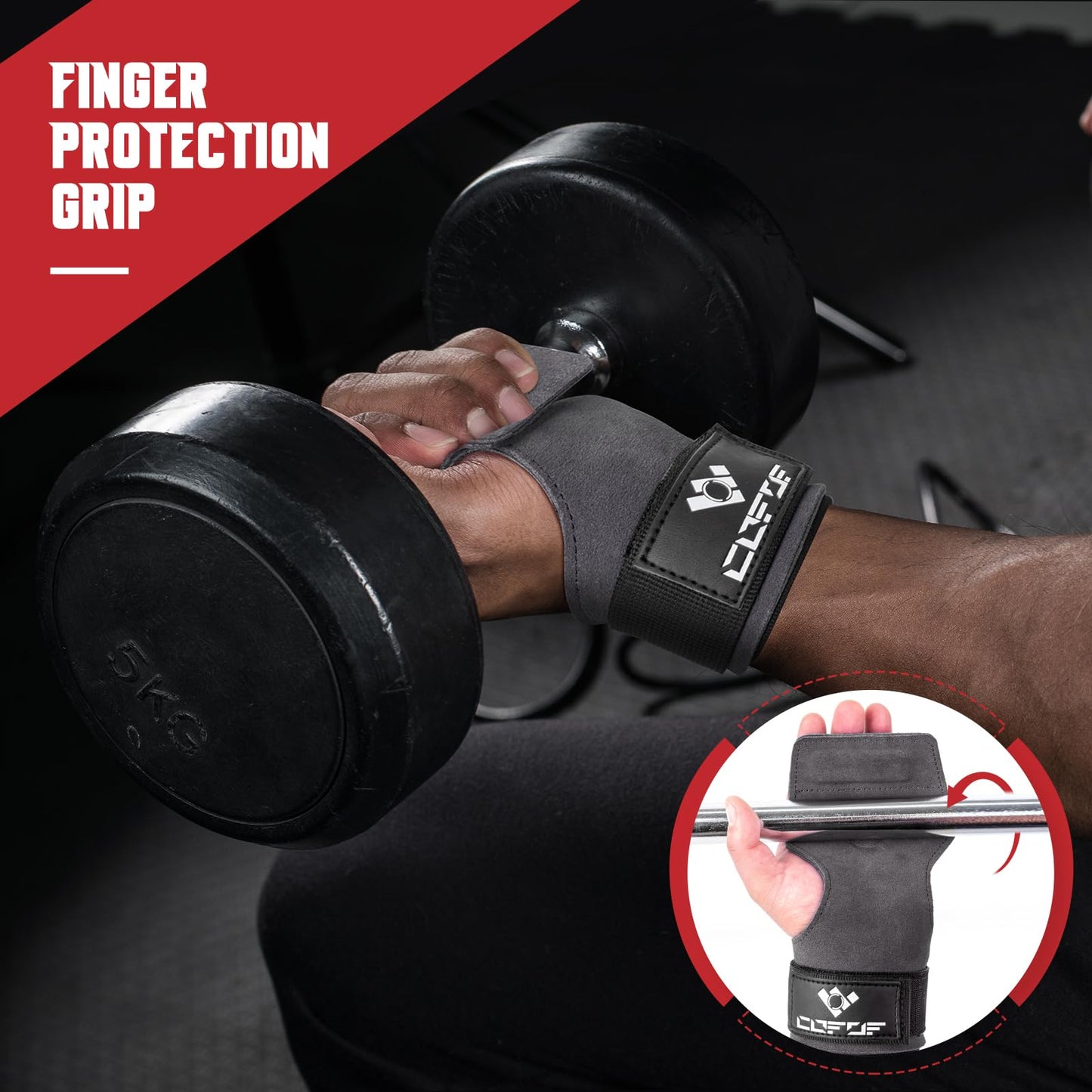 COFOF Weight Lifting Wrist Strap,Double Layer Leather Weightlifting Wrist Strap for Deadlift and Powerlifting, Adjustable Neoprene Padded Gym Workout Lifting Wrist Hooks for Men/Women(Pair)