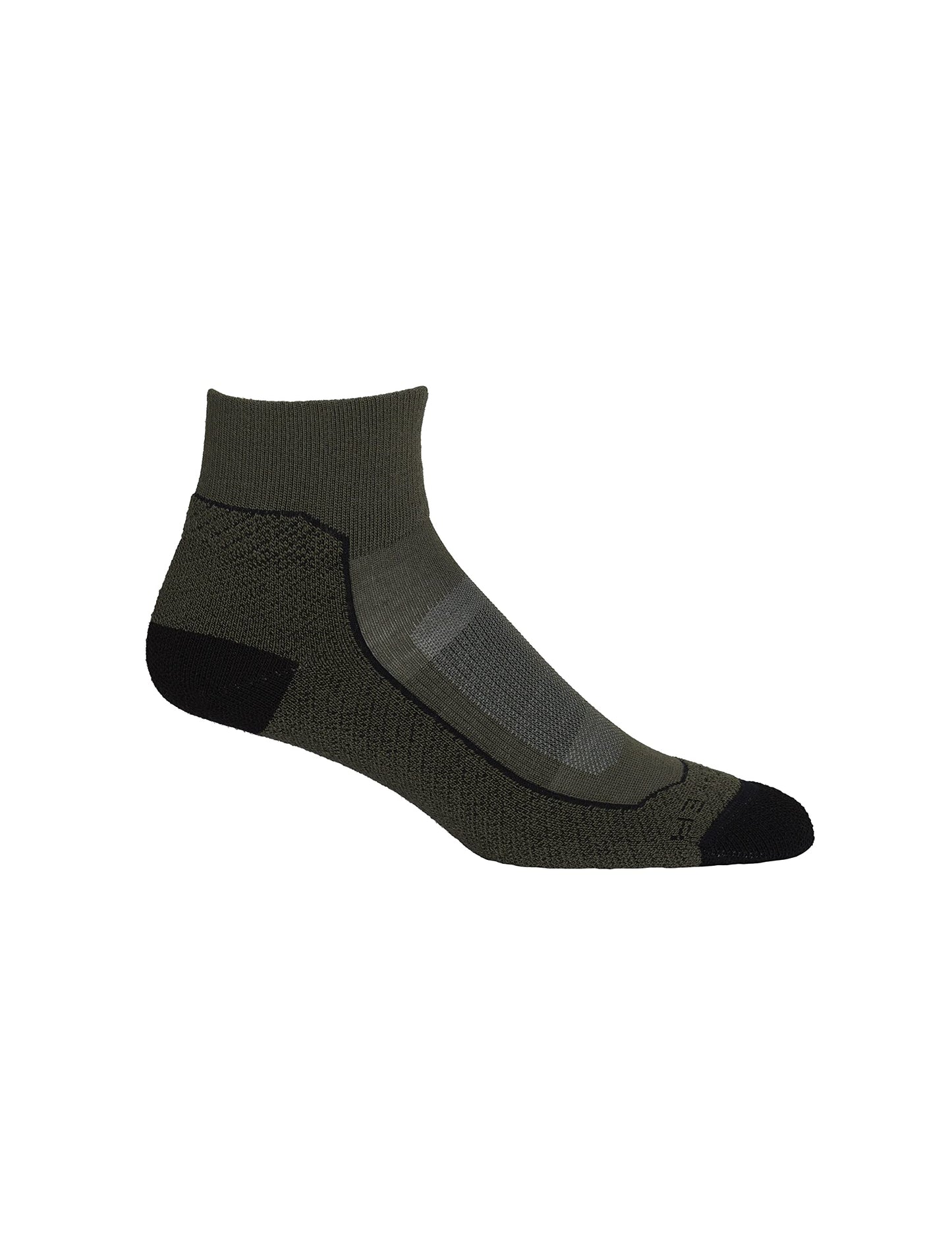 Icebreaker Merino Men's Hike+ Light Mini Sock, Loden Green/Black/Gristone Heather, Medium