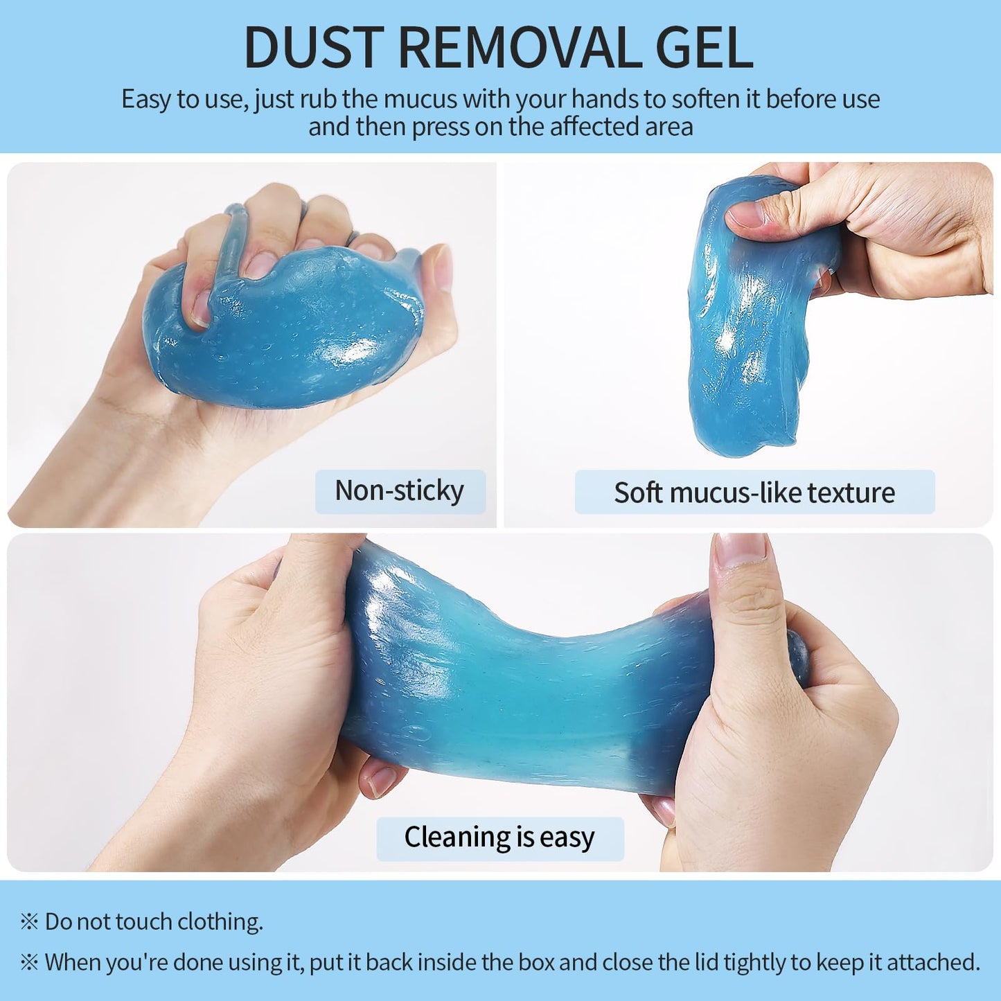 HFZRZFH Multipurpose Cleaning Gel for Car and Home - Professional Auto Detailing Putty, Keyboard Cleaner, Reusable, Eco-Friendly, Biodegradable, Lemon Scented, 5.6 oz (Blue)