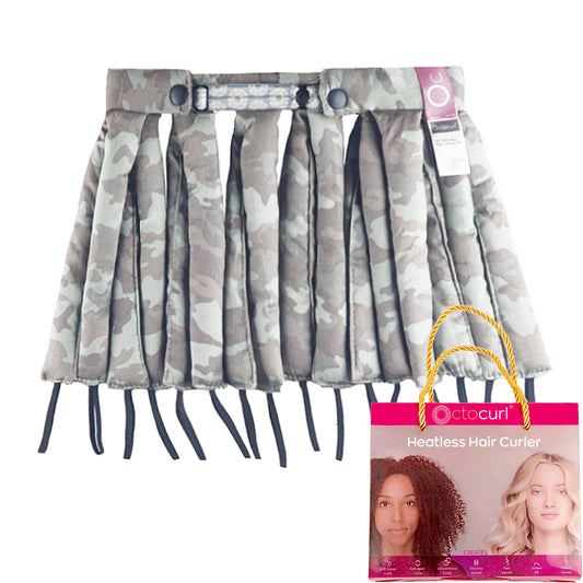 Octocurl Heatless Curls Headband - Hair Curlers to Sleep In - Heatless Curlers for Short Hair (Cotton - Camo)
