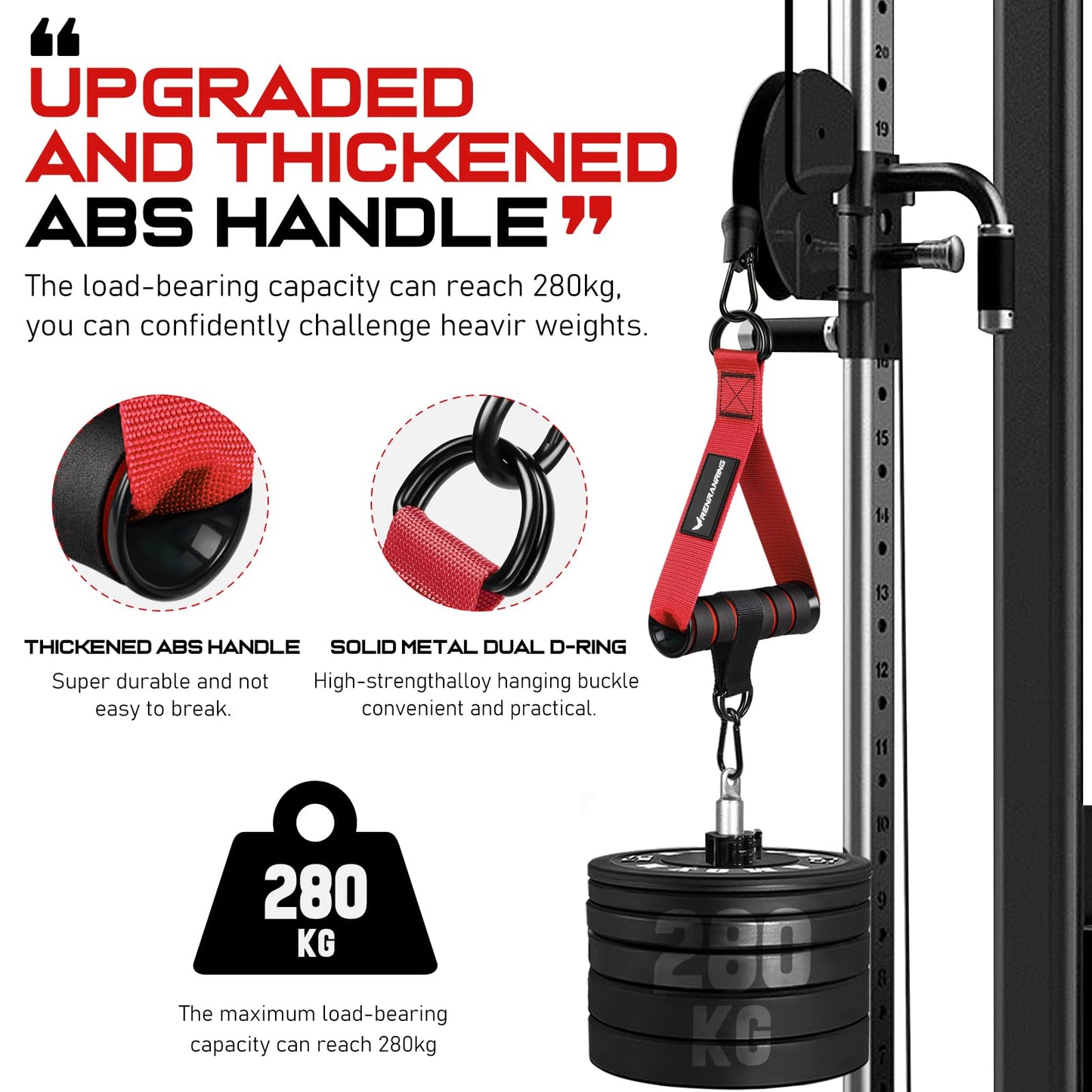 RENRANRING Gym Exercise Handles, Replacement Handle Attachments for Cable Machine Pulleys, Resistance Band and Strength Trainer, Pull Down Workout Accessories, Home Gym Add On Equipment