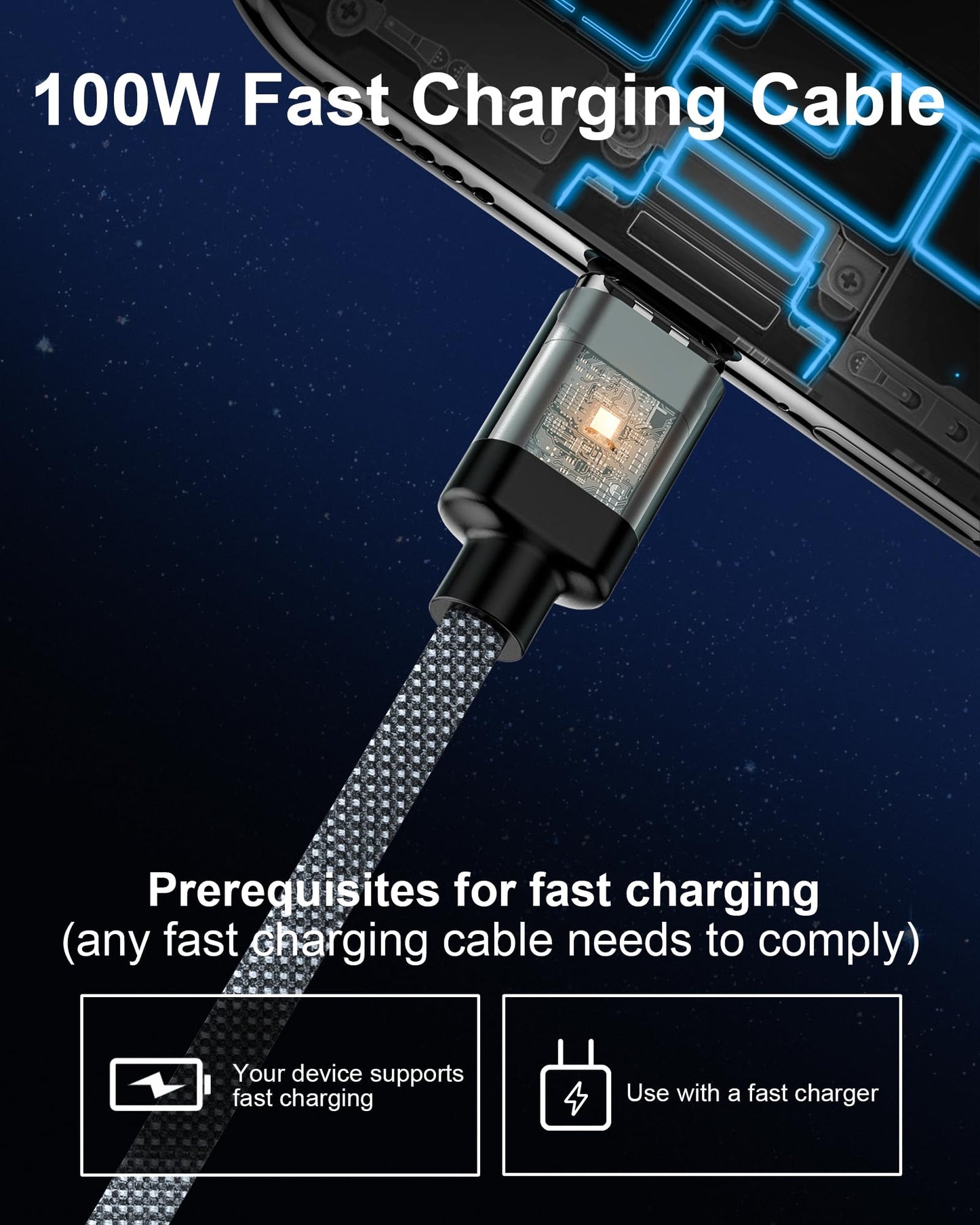 ZBF 100W USB C Magnetic Charging Cable, 2 in 1 Charger Cable for Type C(3 Pack, 4/6.6/6.6FT) 480Mbps Data Transfer, 5A Fast Charging for Phone 16 15,14,13 Pro Max, MacBook Pro,Pad,Galaxy S22,Pixel