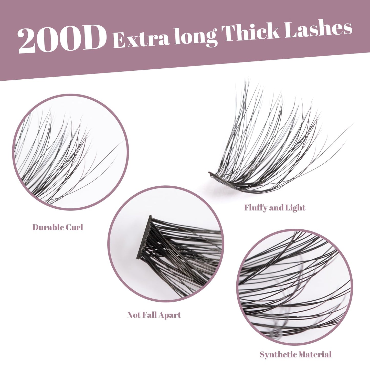 Ocean Pearl Lash Clusters 10-20mm 200D 300PCS Lashes DIY Lash Clusters Kit Individual Lashes Cluster Eyelash Extensions Fluffy Eyelashes Lash Extension Kit with Lash Bond+Seal+Remover+Tweezer-200D