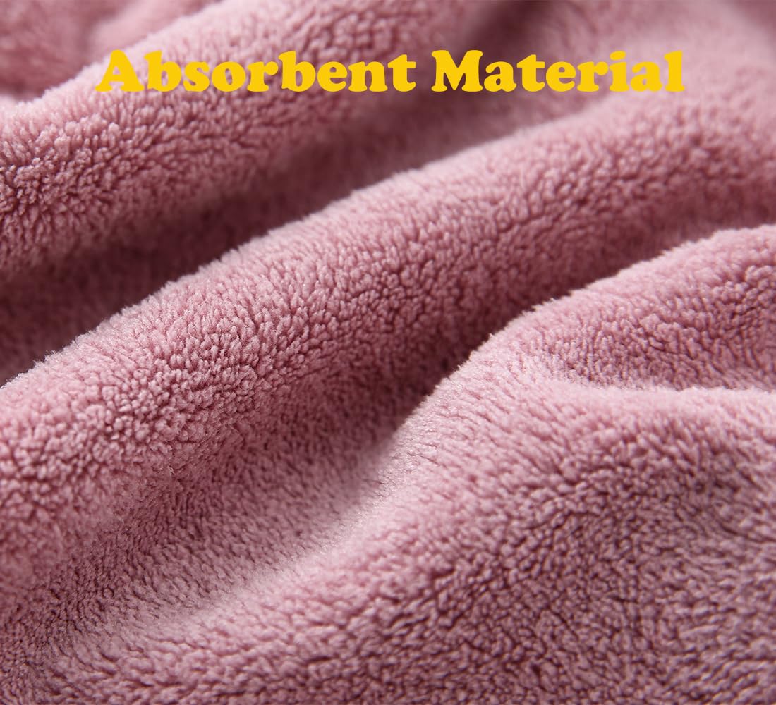 M-bestl 2 Pack Microfiber Hair Towel Wrap,Hair Drying Towel with Button Design,Head Towel to Dry Curly Hair Quickly (Bean Pink)