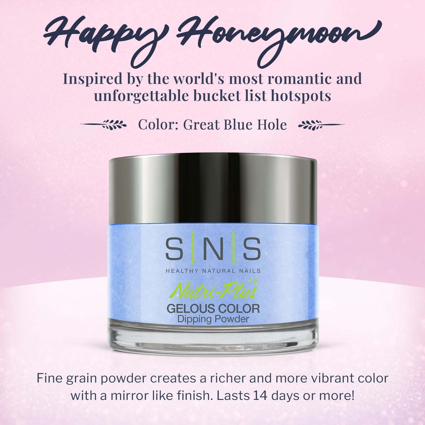 SNS Nail Dip Powder, Gelous Color Dipping Powder - Great Blue Hole (Blue/Pastel, Cream) - Long-Lasting Dip Nail Color Dip Nail Color Lasts 14 Days - Low Odor & No UV Lamp Needed - 1 Oz