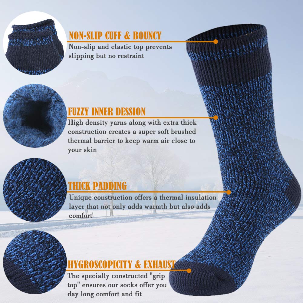 Hissox Thermal Socks For Women, Winter Insulated Heat Socks Cold Weather Hiking Skiing Snowboarding Warm Winter Crew Socks Mens Thermal Socks Thanksgiving 2 Packs, Red Grid, M