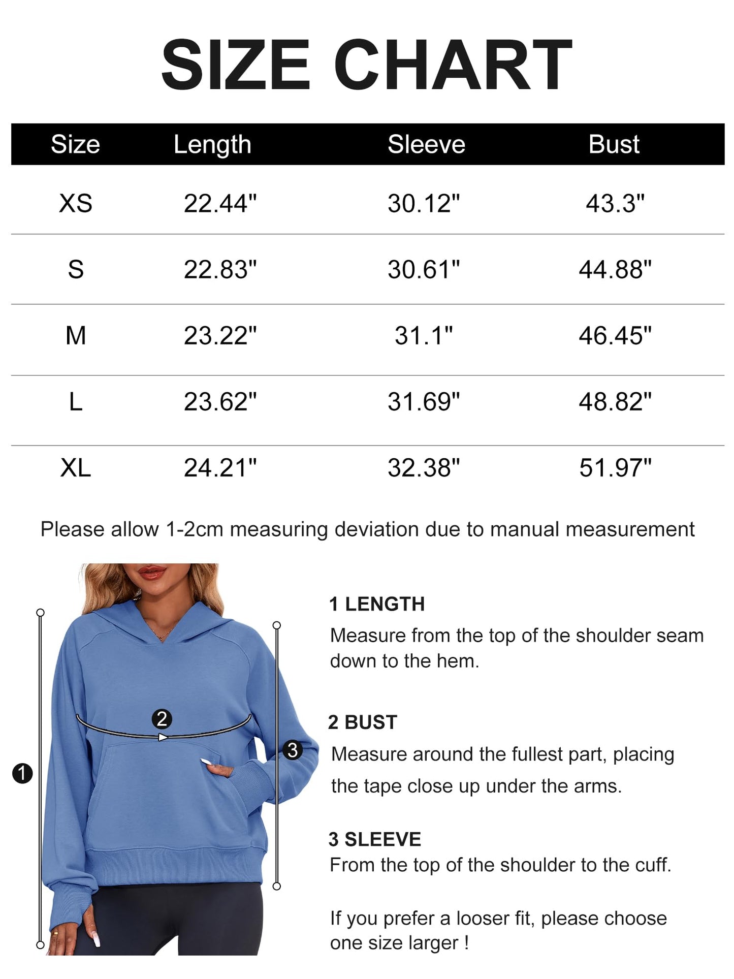Bellcoco Womens Hoodies Pullover Cropped Sweatshirts Fall Winter Outfits Clothes for Wowen with Pocket Thumb Hole Blue