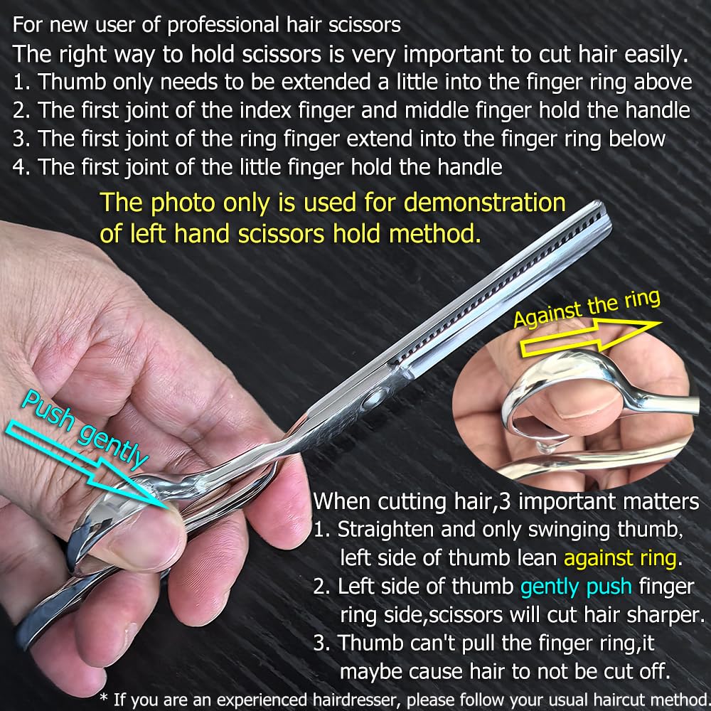 Hair Scissors left hand Thinning Scissors 6 Inch Barber Scissors Left hand Hair Thinning Shears Lefty Barber Shears KINSARO