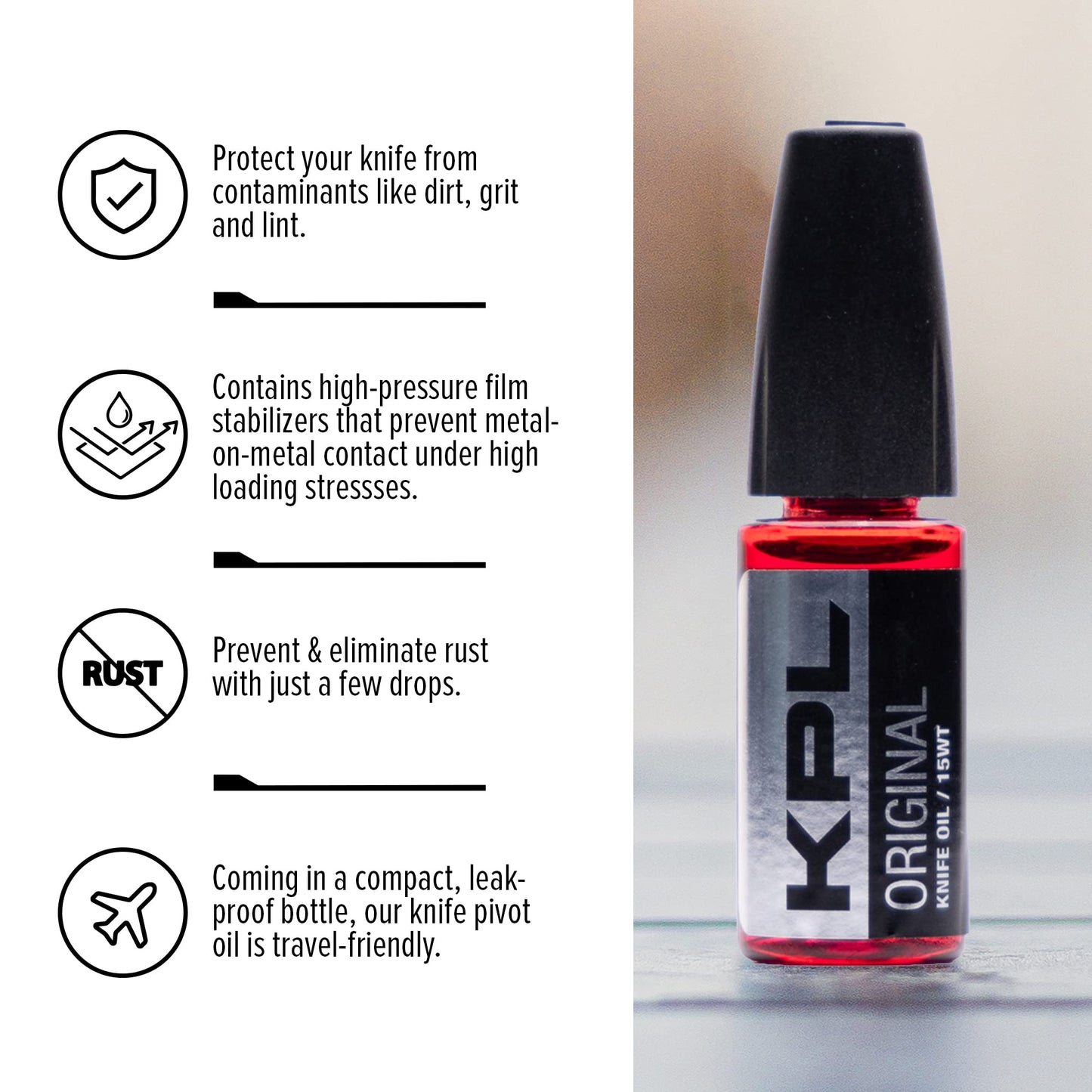 KNIFE PIVOT LUBE Original Knife Oil for Blades, Synthetic Pocket Knife Lubricant, Knife Honing Oil for Cleaning Knives, Premium Knife Oil Lubricant for Blade Care, Precision Knife Oiler Bottle (10ml)