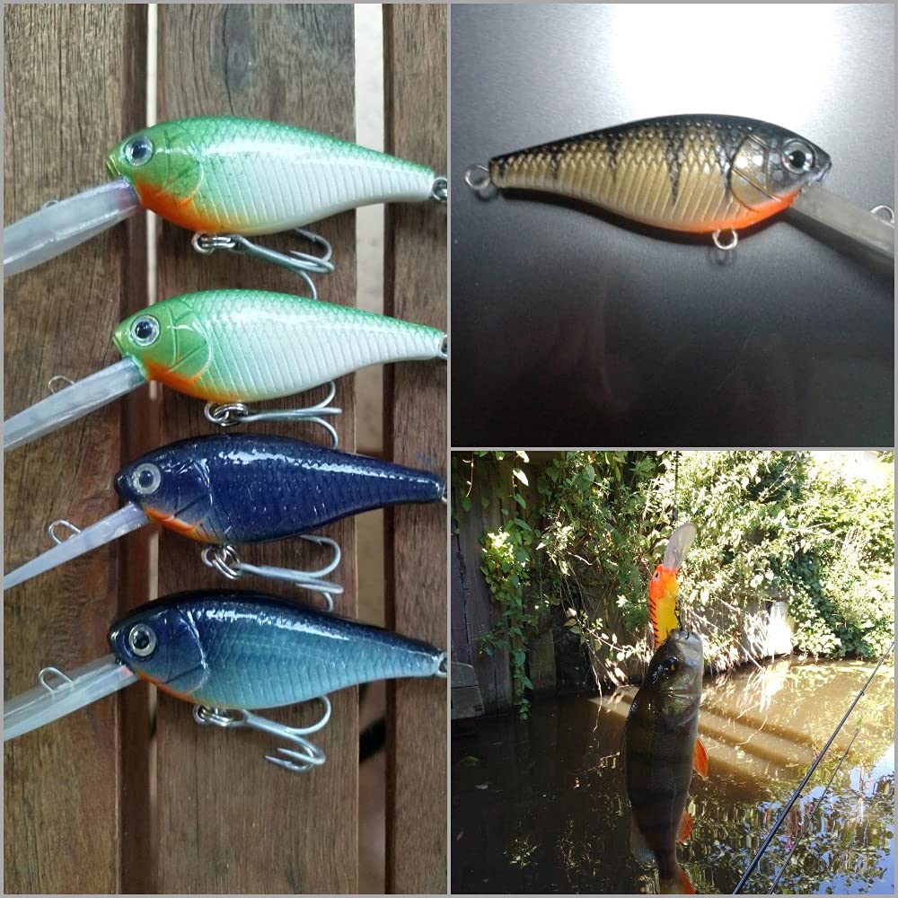 wLure 10 Blank Unpainted Crankbait Wide Wobble Deep Diver Jerkbait Slow Floating Fishing Lures with Free Eyes UPC549