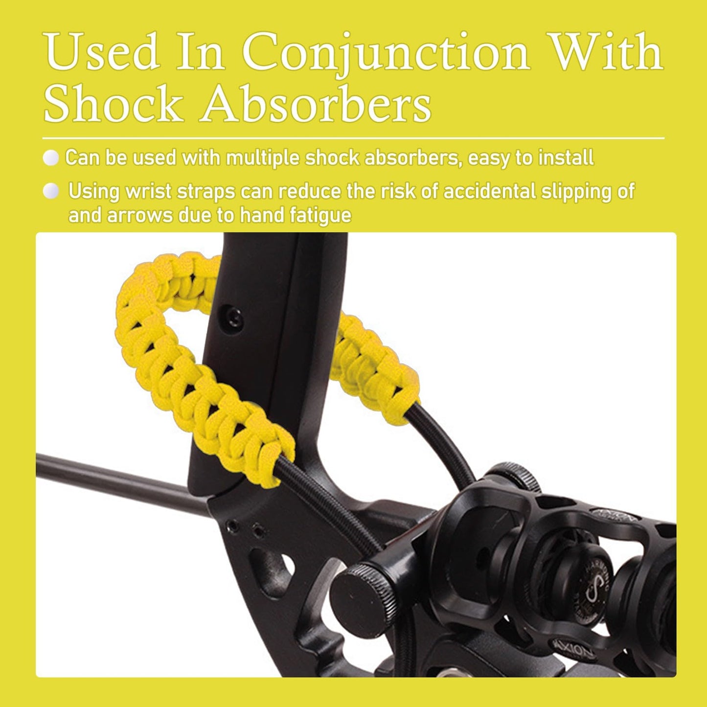 Archery Bow Wrist Sling, 550 Paracord Strap for Compound Bow & Recurve (Yellow)