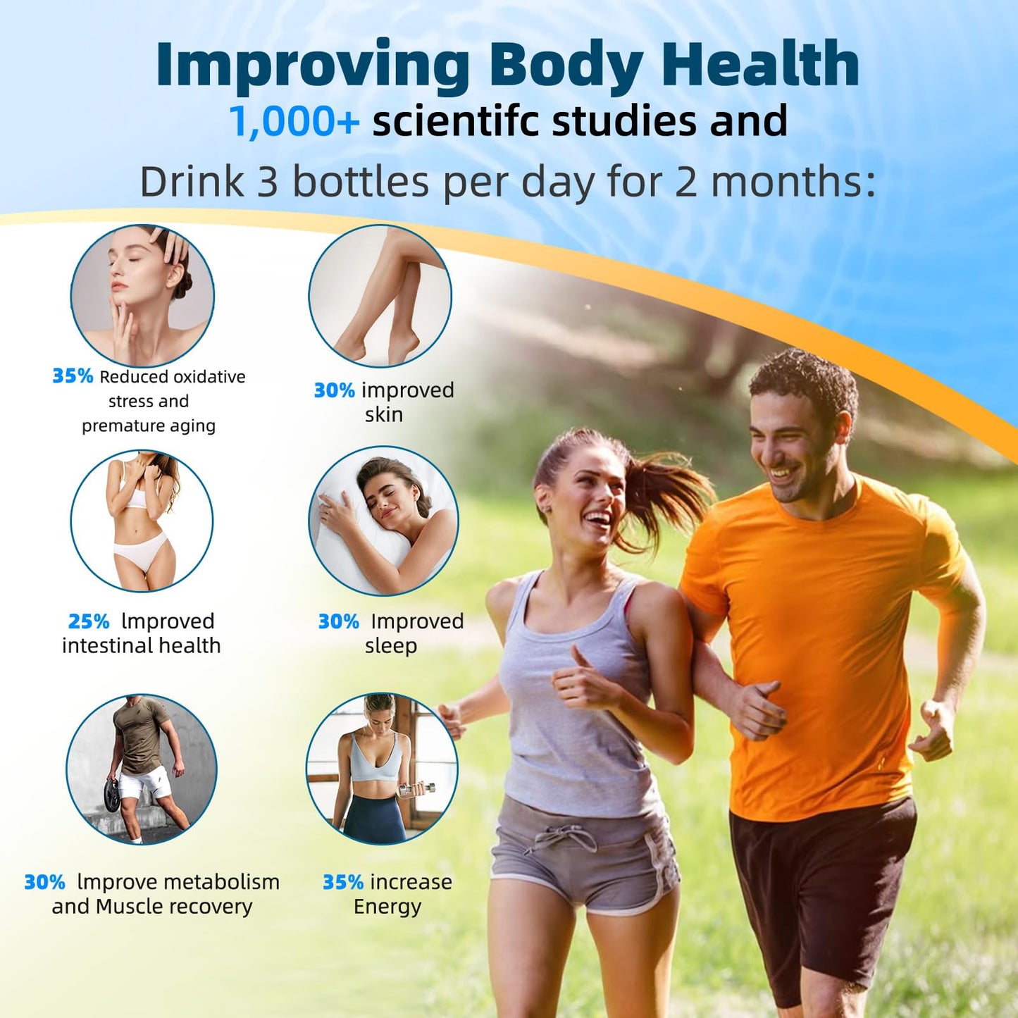 Yuloigan Hydrogen Water Bottle - SPE PEM Tech - 3Min 1500PPB Rapid Hydrogen Generator - 14oz Portable Glass Water Bottle - Long-Lasting H2 Retention - Health Gift for Husband, Wife, Friends, Travel