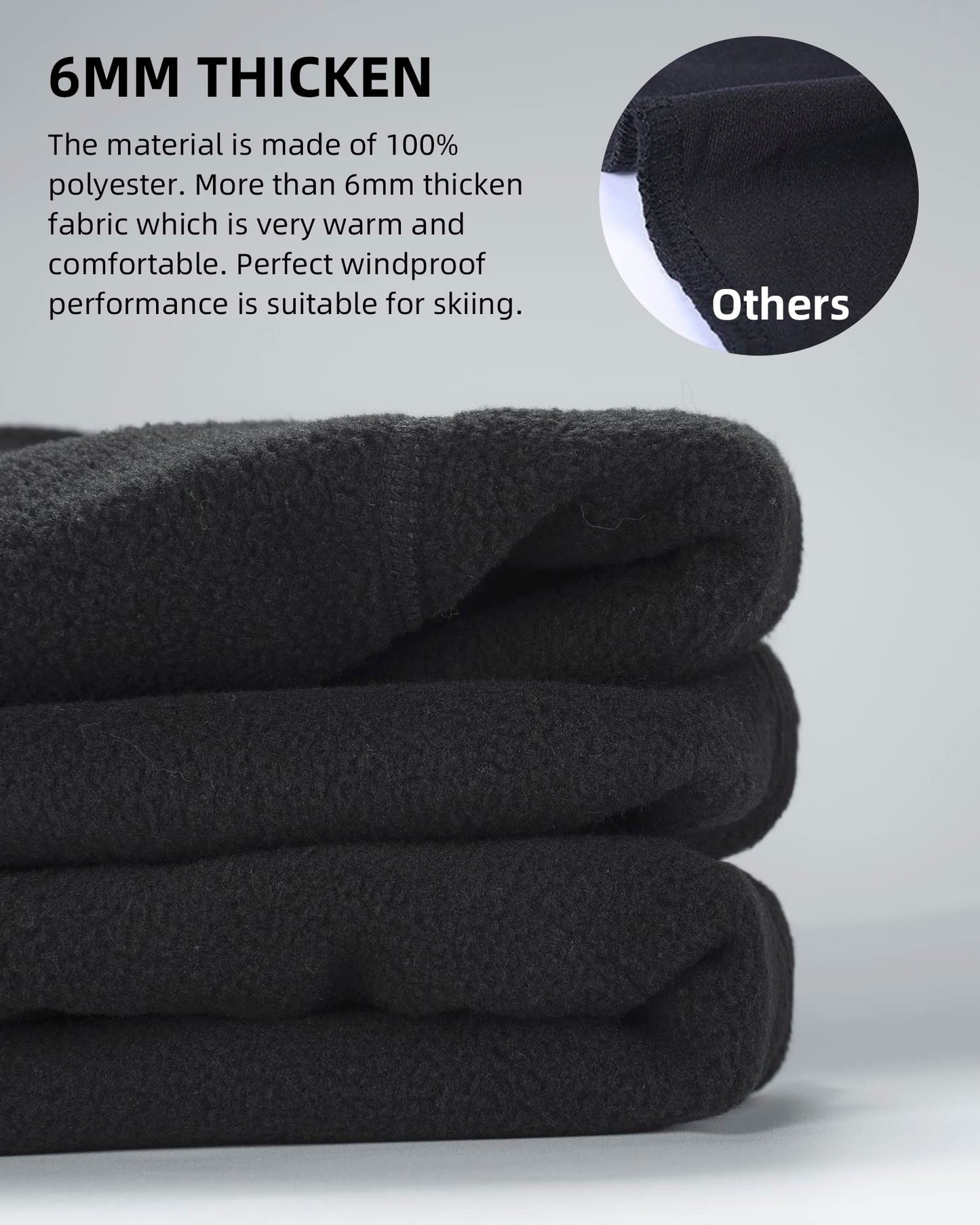 ROCKBROS Ski Mask Thermal Fleece Balaclava Ski Face Mask for Cold Weather Winter Full Face Protective Headgear for Men Women Black