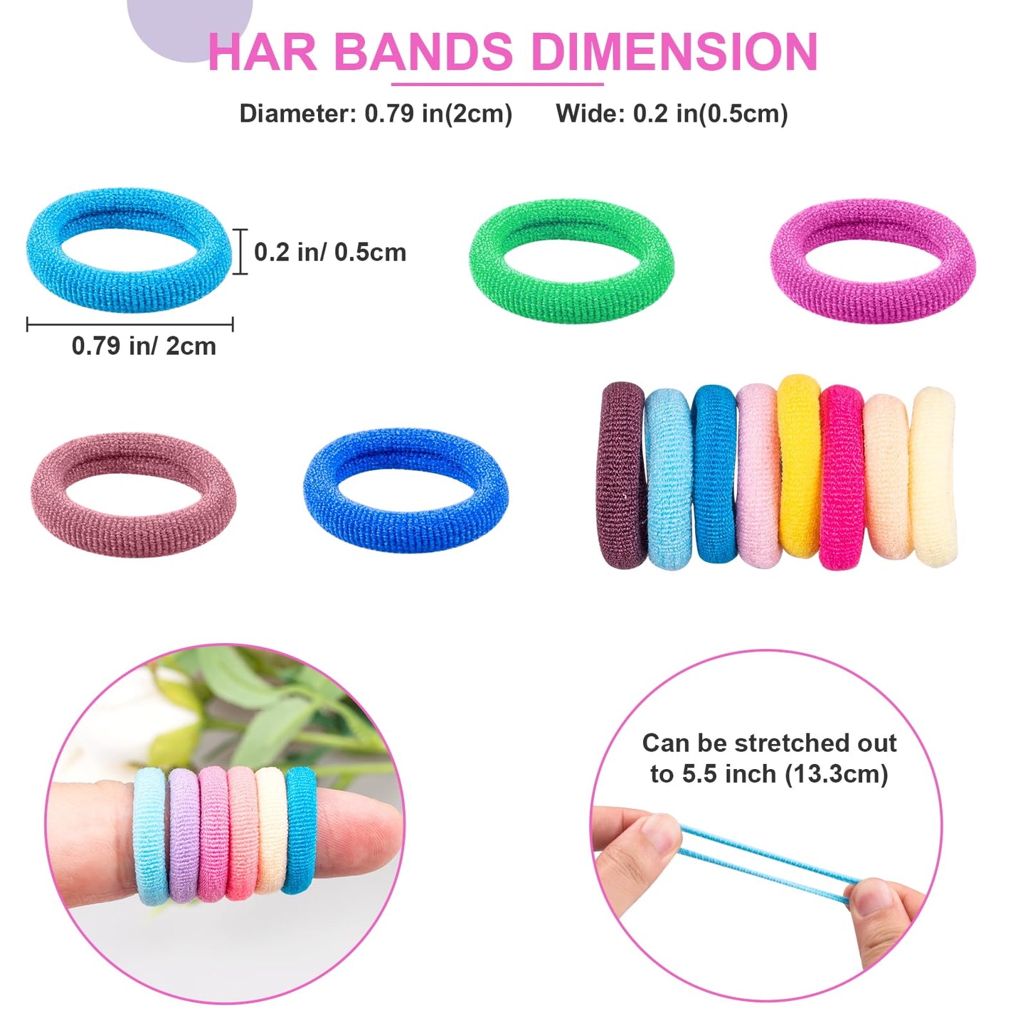400 PCS Baby Hair Ties – No Damage Elastic Ponytail Holders, Soft Seamless Multicolor Hair Bands for Toddlers and Girls, Baby Hair Accessories (30 Colors)