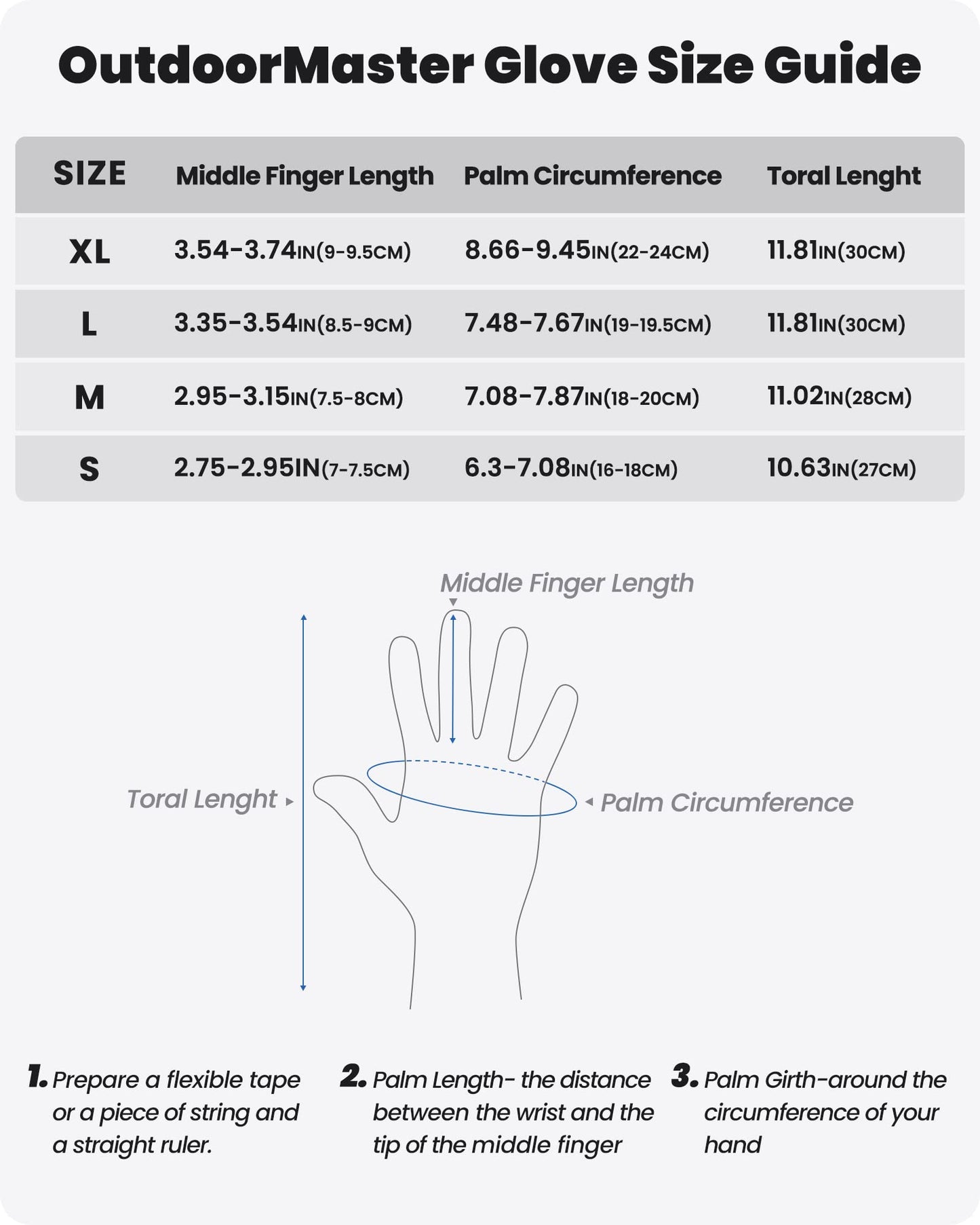 OutdoorMaster Ski Gloves for Men Women-3-Finger Snow Gloves, Full Palm Touchscreen Snowboard Glove, Adult Winter Snow Mittens for Skiing, Snowboarding and Mountaineering