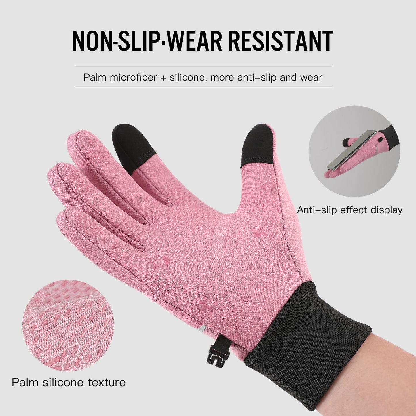 KynciLOR Womens Winter Gloves Mens Thermal Gloves with Touchscreen Fingers Anti-Slip Grip for Runing Working Texing Driving