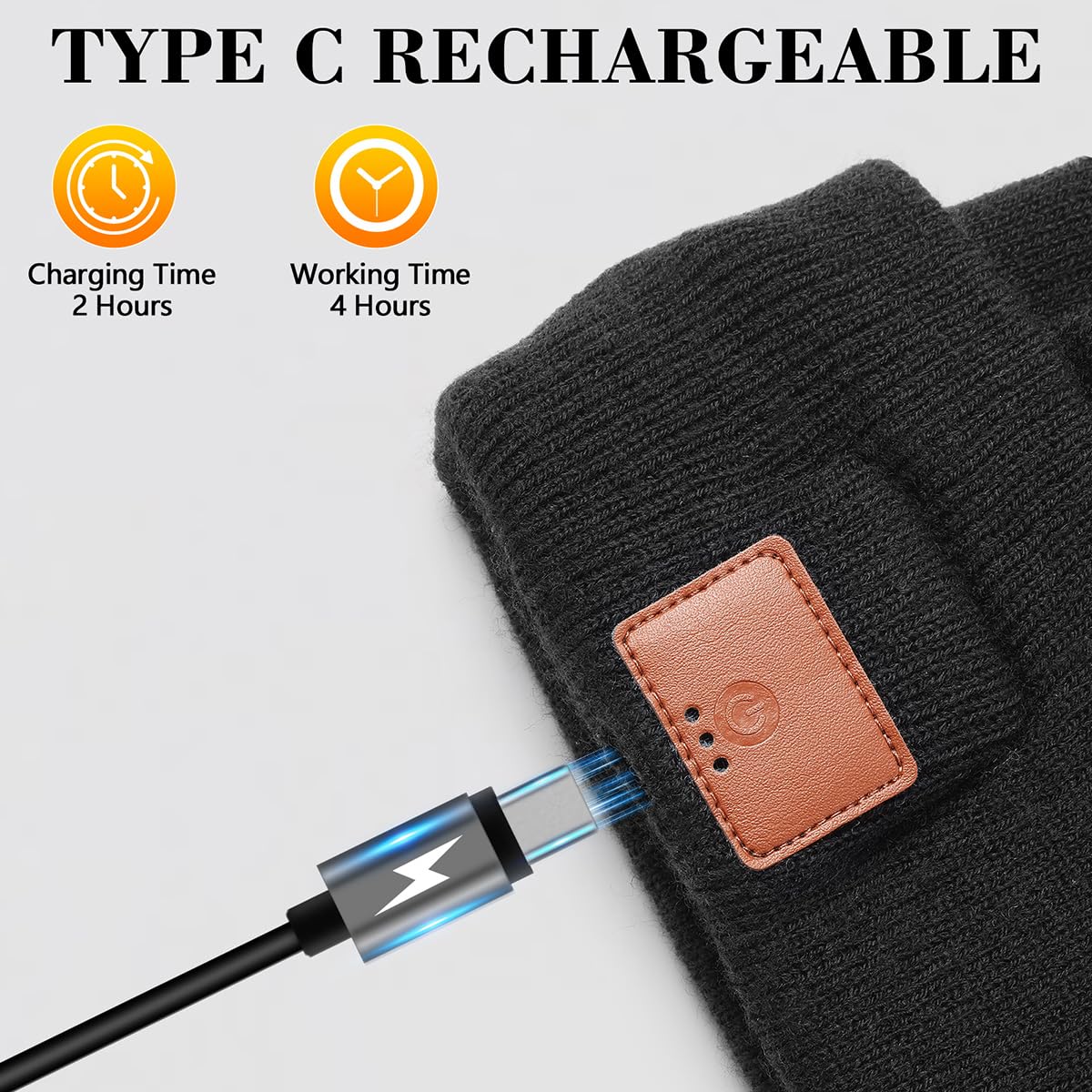 RANCOVY LED Beanie with Light, Unisex USB Rechargeable Headlamp Beanie Flashlight Beanie Hat for Men Women Red