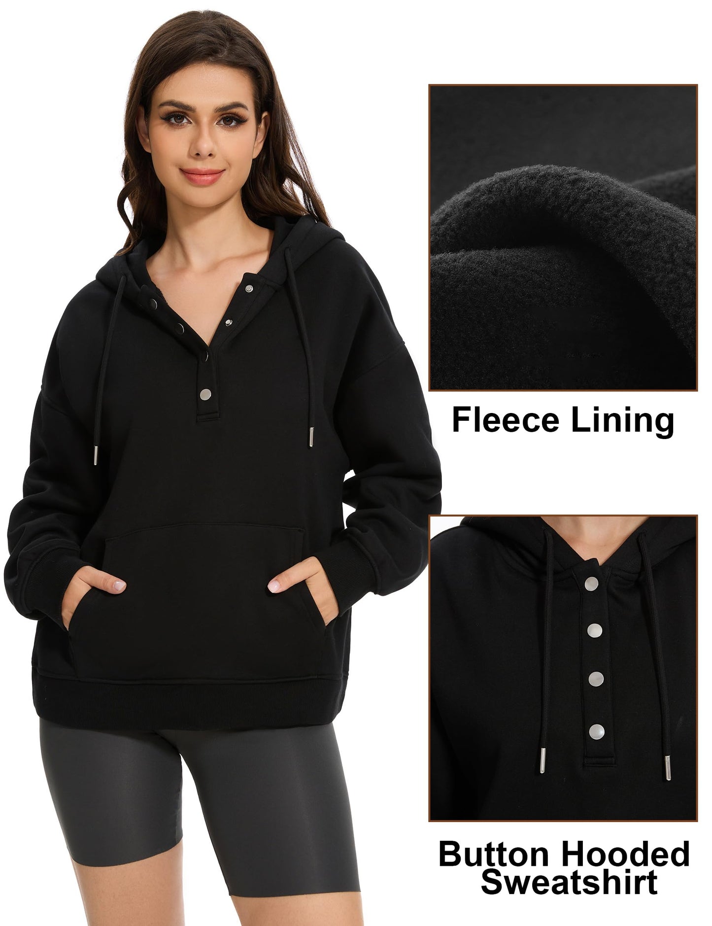 GRAMVAL Halloween Oversized Sweatshirts for Women Loose Fit Casual Long Sleeve Button Hooded Sweatshirt Hoodie with Pocket, Size XX-Large