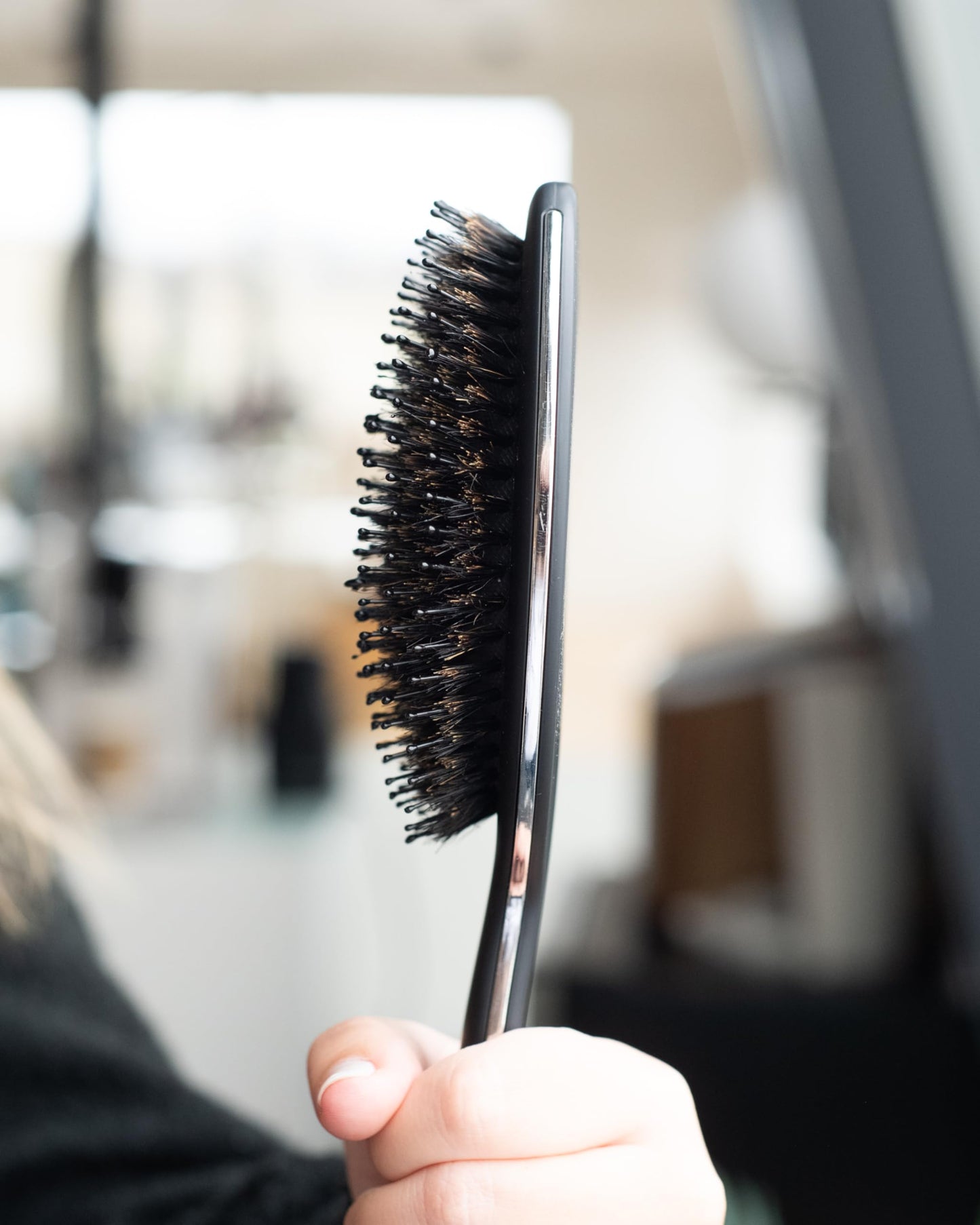FRAMAR Soft Boar Bristle Hair Brush For Women – Boars Hair Brush For Women, Boar Brush For Fine Hair, Hairbrush For Fine Hair, Soft Bristle Brush For Slick Back, Volume and Shine - Black