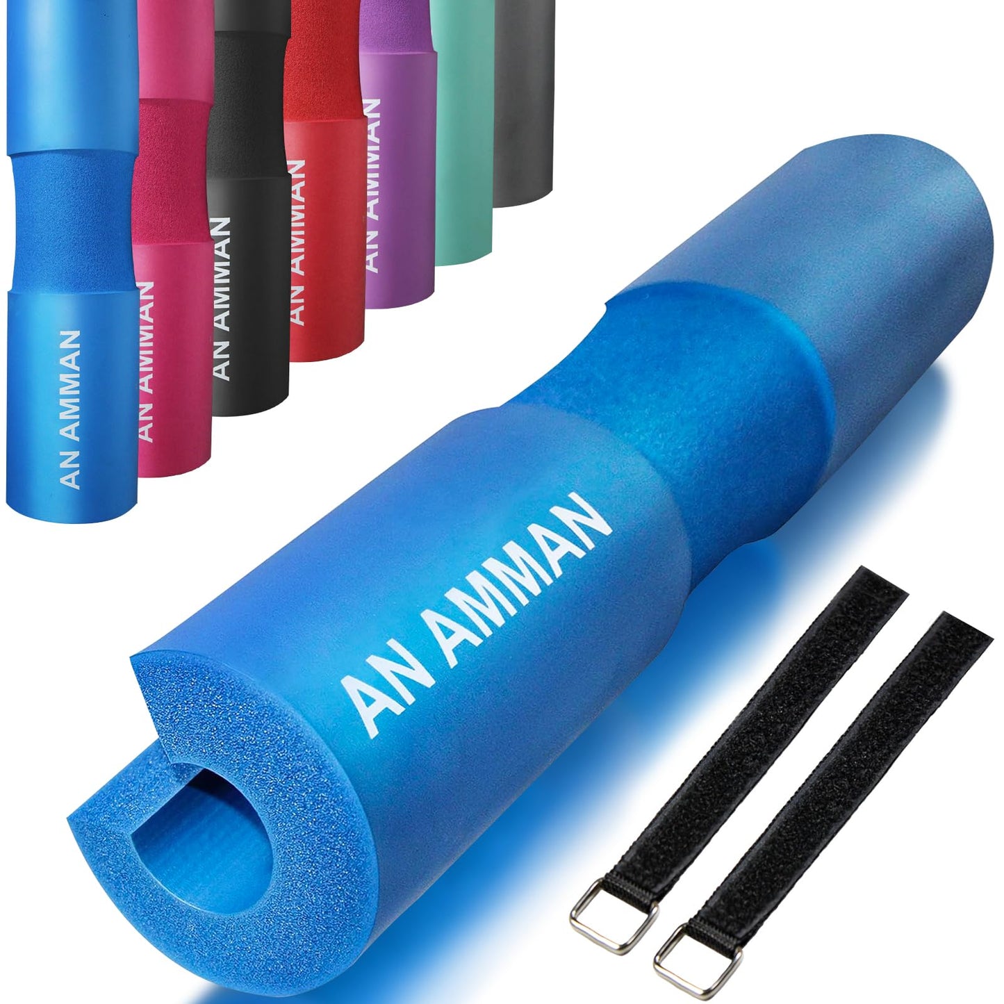 AN AMMAN Barbell Pad Perfect for Squat, Hip Thrust - Relieves Neck and Shoulder Pain Thick Foam Cushion - Gym Workout Smith Machine Thruster Weightlifting Blue