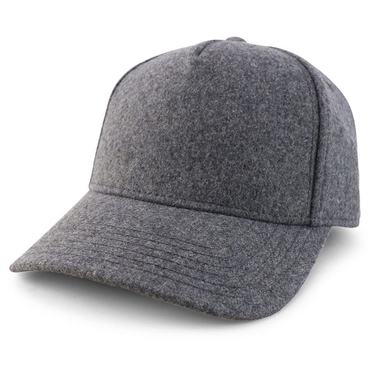 Armycrew XXL Oversize 5 Panel Melton Wool Blend Structured Baseball Cap - Heather Grey - 2XL